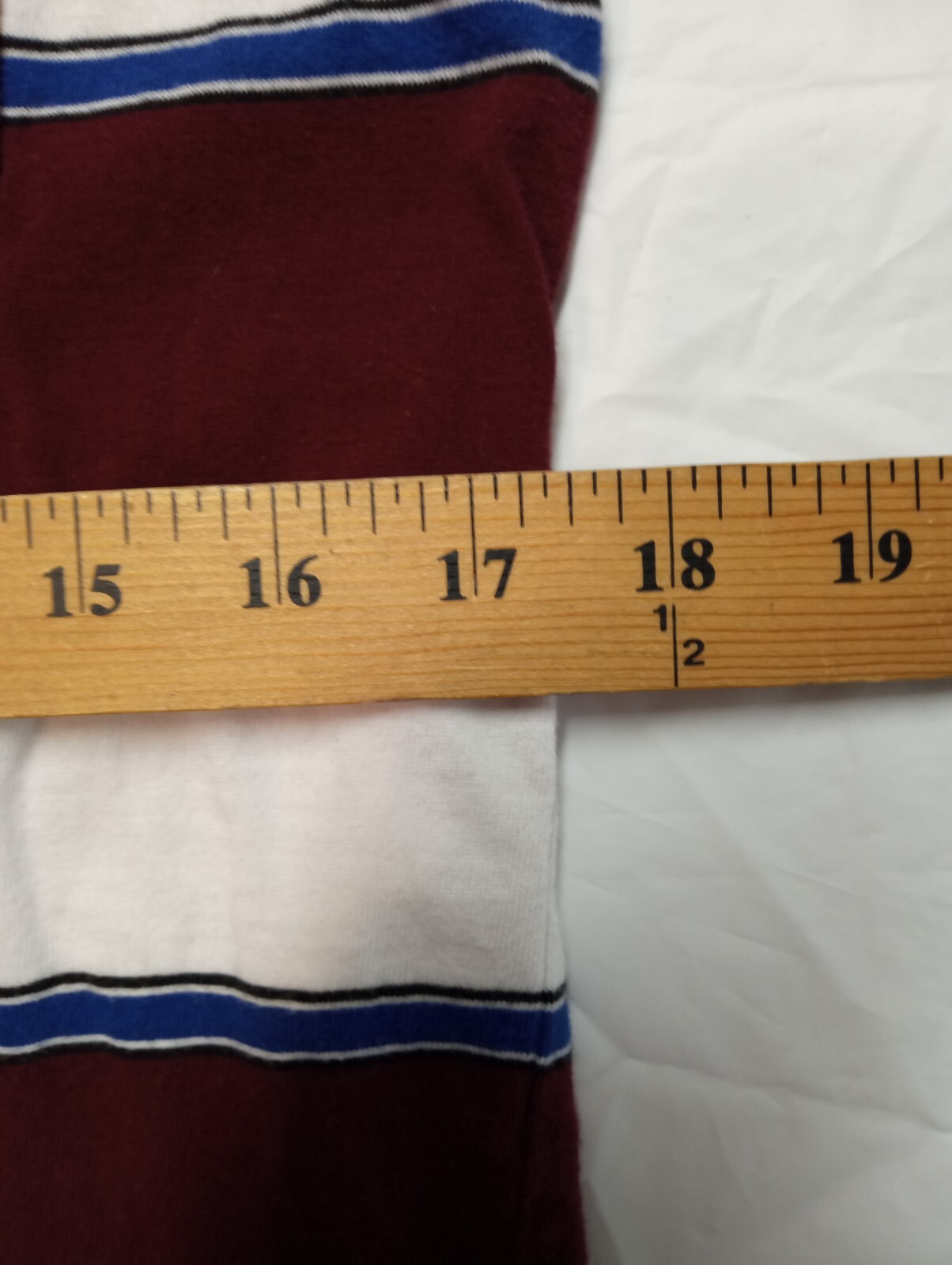 Men’s RUSTIC BLUE Long Sleeve Hooded Maroon & White Shirt Size Medium