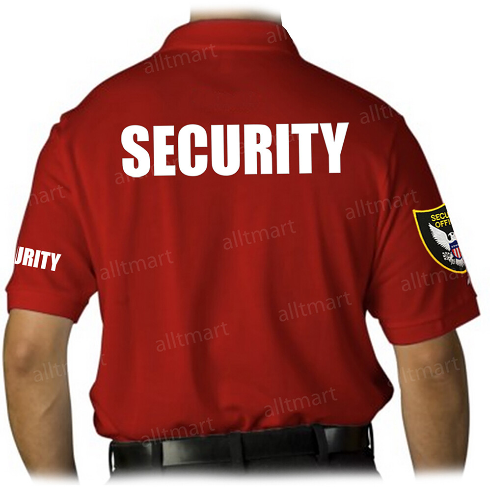 MEN’S PRINTED SECURITY POLO T-SHIRT UNIFORM EMBROIDERY BADGE POLICE STAFF PARTY