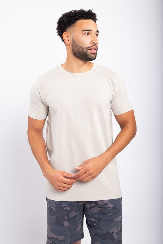 NEW Mens Raglan Tee Crewneck T-Shirt Neutral Bone Color Active Tee Athletic Fit