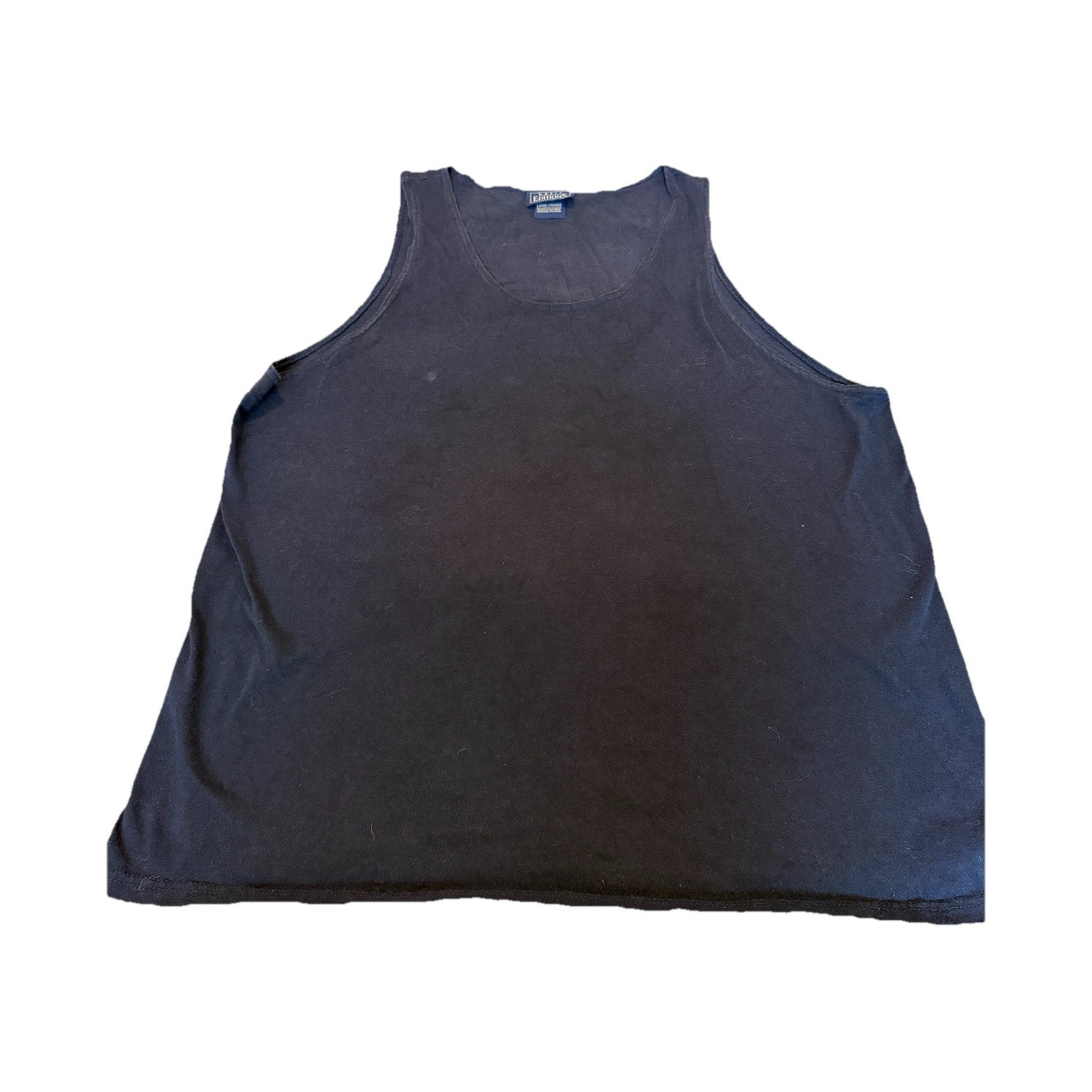 Basic Editions Black 100% Cotton Tank Top Men’s L Sleeveless VTG sunfaded 90’s