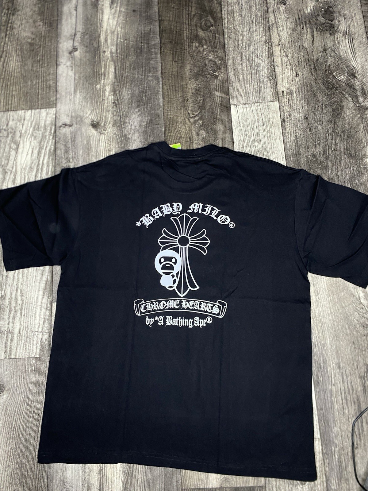 A Bathing Ape BAPE Baby Milo Black Graphic Logo Crew Neck T-Shirt Men’s L