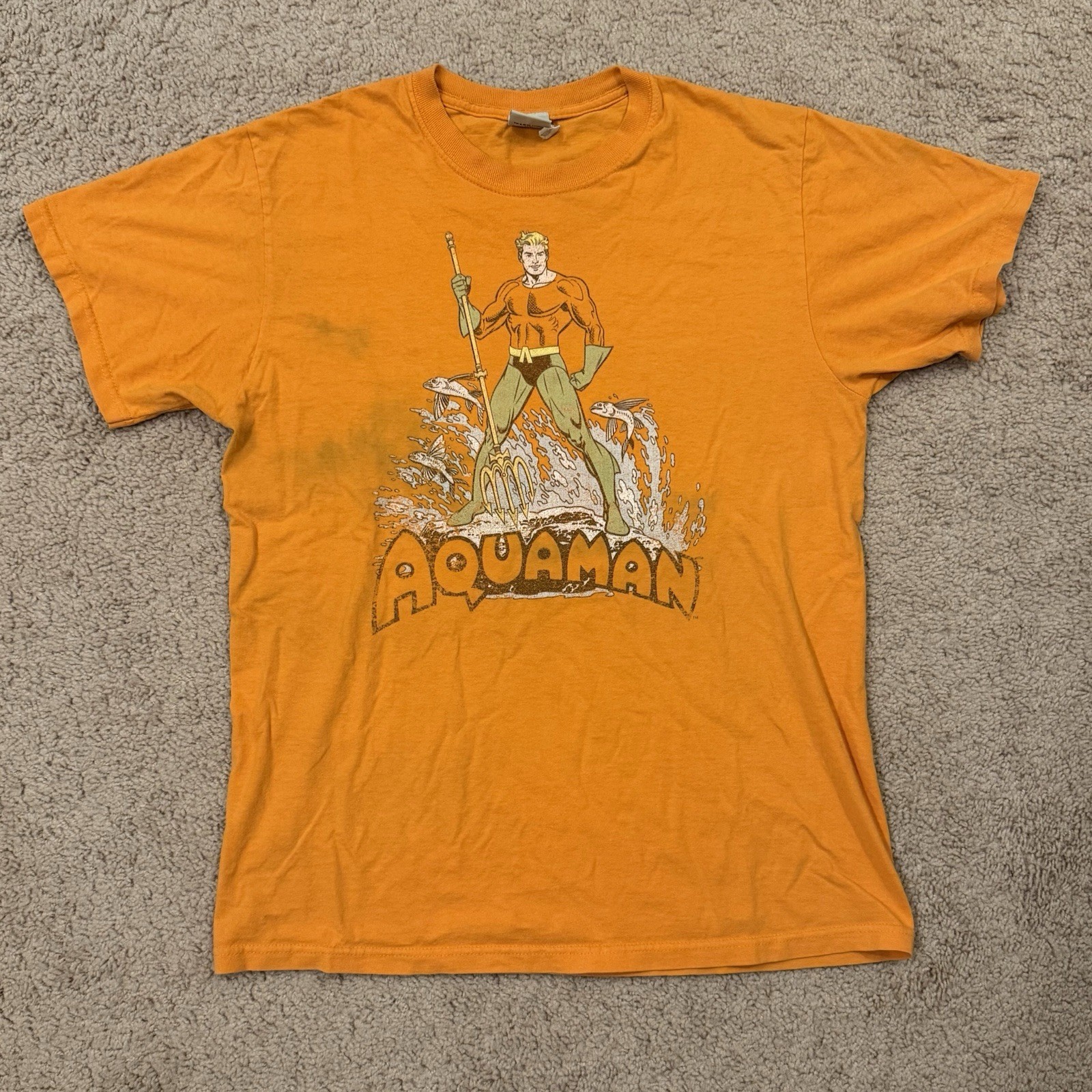 Vintage Aquaman DC Comics Originals Orange Adult Medium Graphic T-Shirt, Y2K