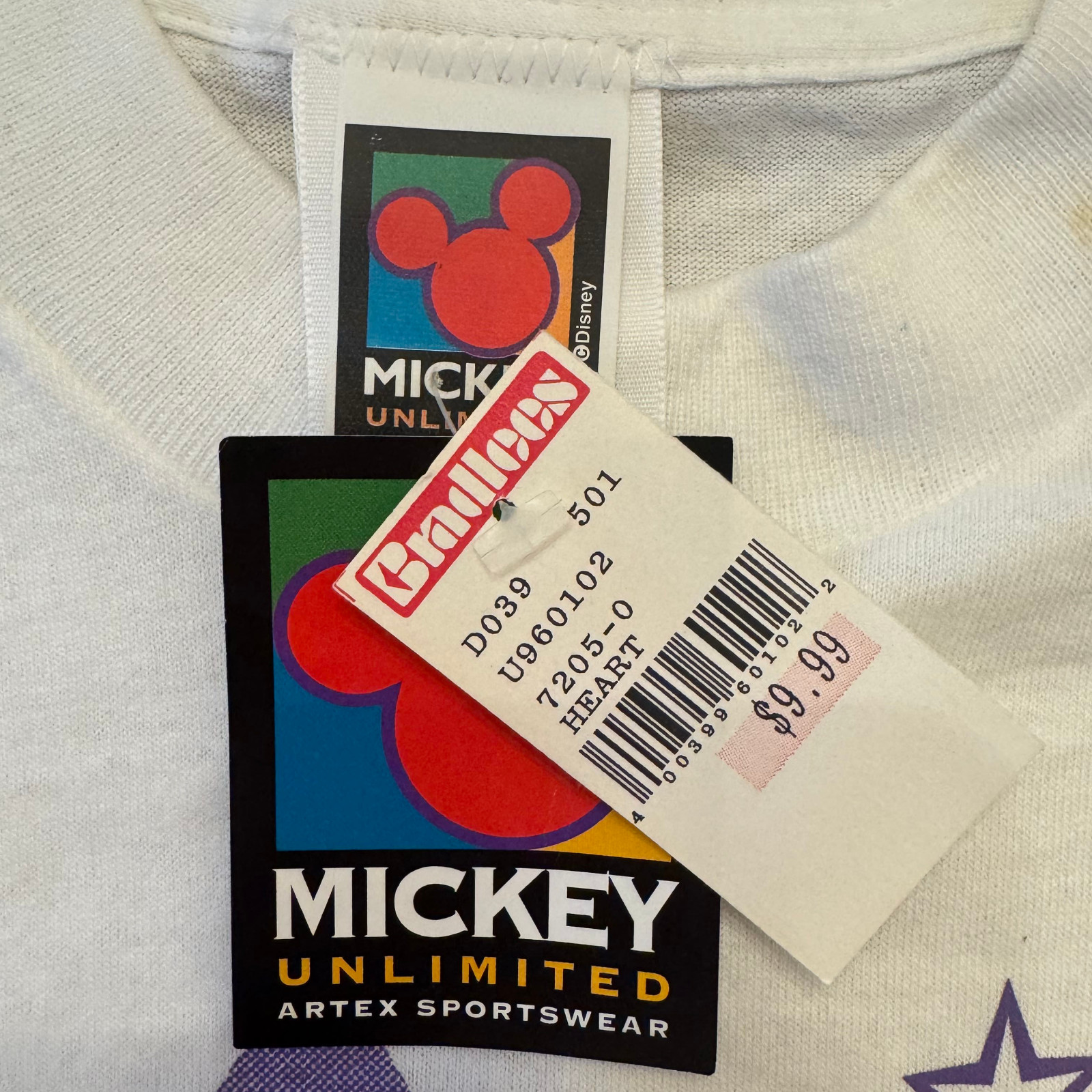 Deadstock Vintage 90s Disney Mickey Mouse Valentine Tee NWT w/ Original Tags