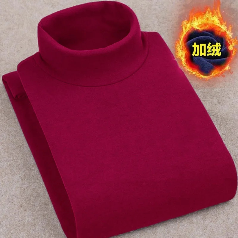 Men Thermal Fleece Long Sleeve T-Shirt Warm Winter Base Layer High Neck Top