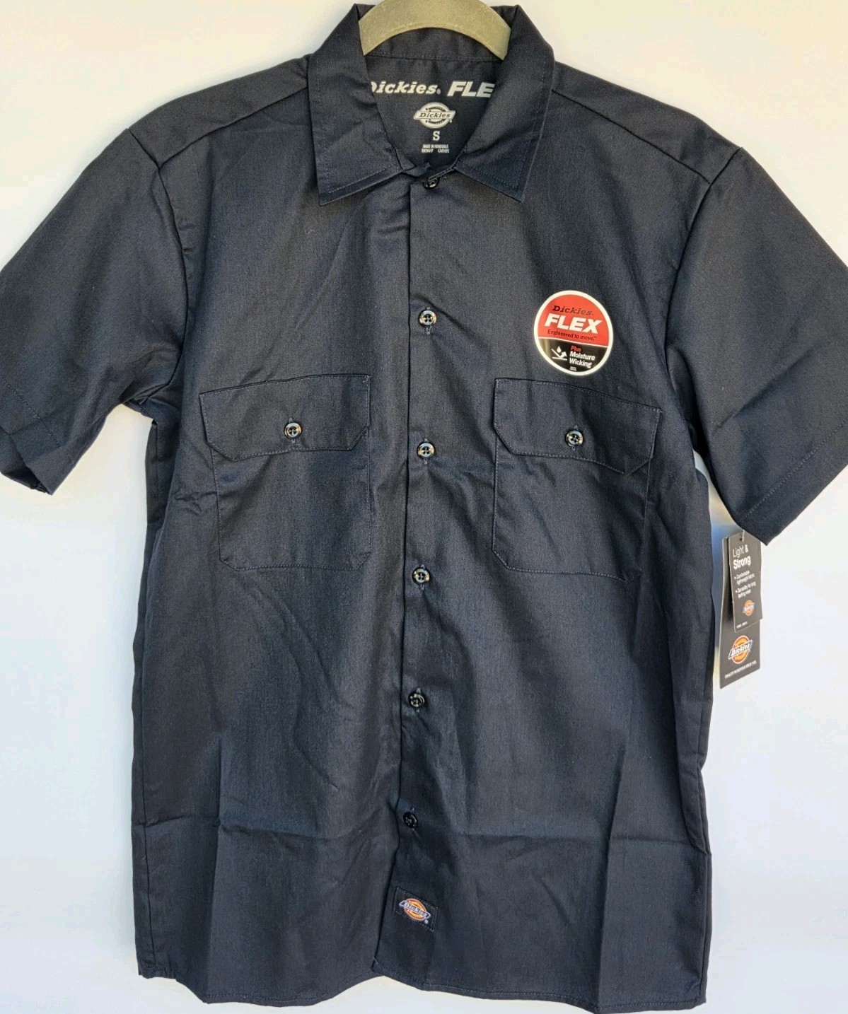 Dickies FLEX Relaxed Fit Button Short Sleeve Work Shirt Men’s Small Dark Navy