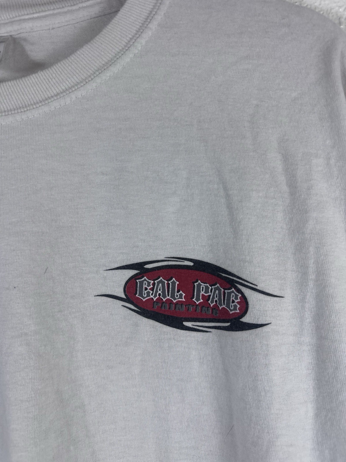 Cal Pac Painting Flame Graphic Long Sleeve T-Shirt White Size Large Gildan￼