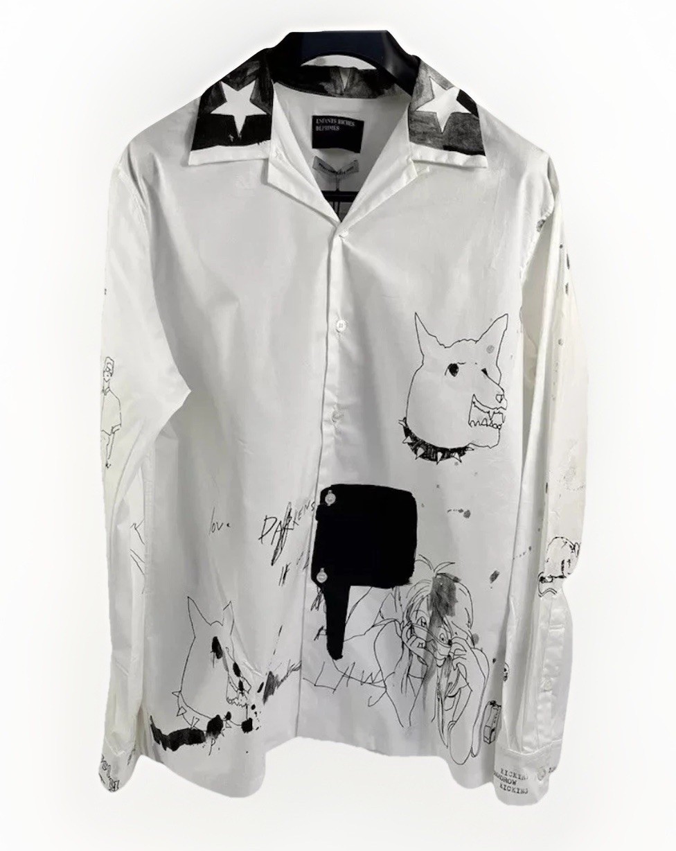 ENFANTS RICHES DEPRIMES – WHITE ABSTRACT GRAPHIC PRINT SHIRT SIZE: XL