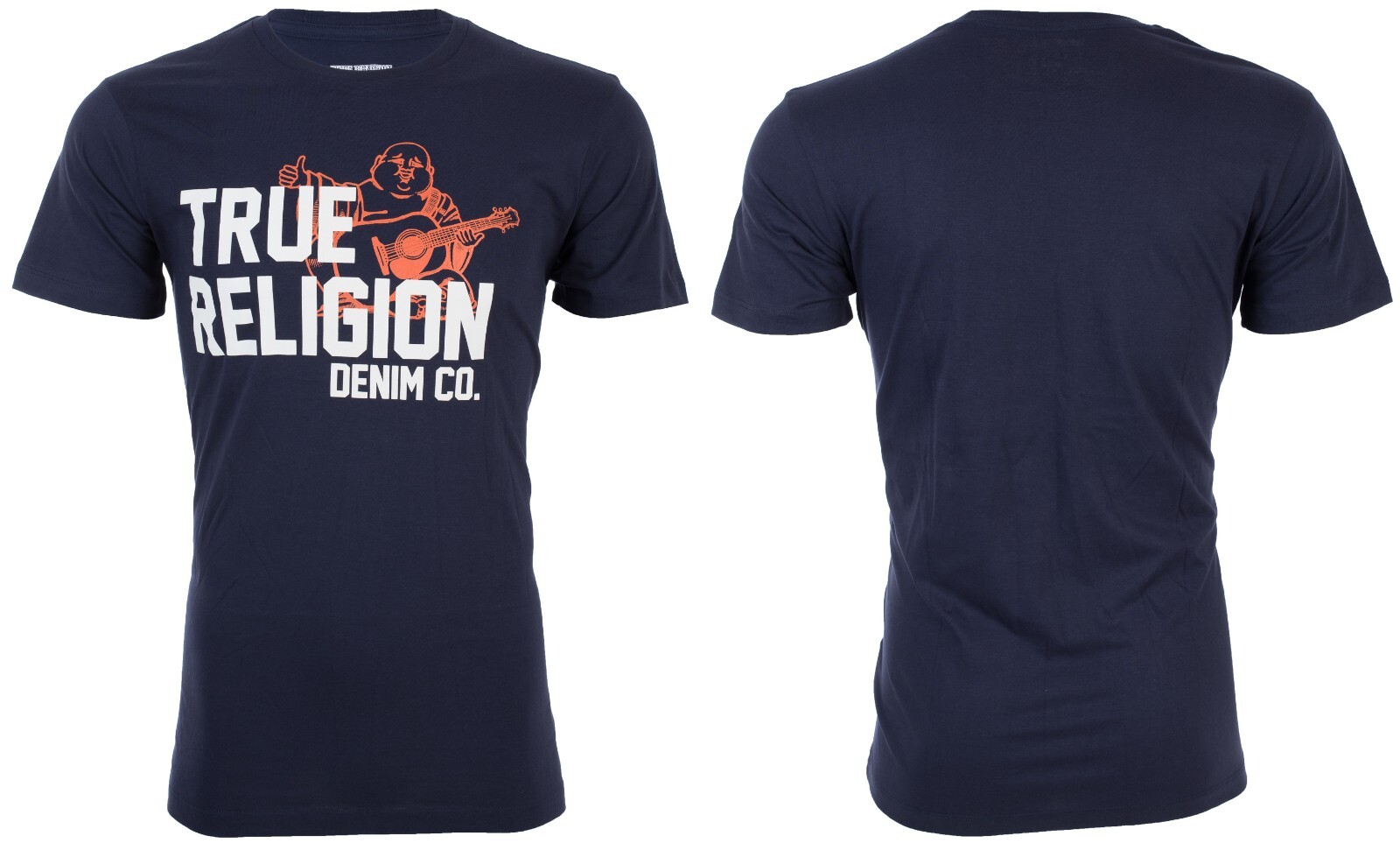 $69 TRUE RELIGION Navy BUDDHA APPROVED Short Sleeve Designer Graphic T-shirt NWT