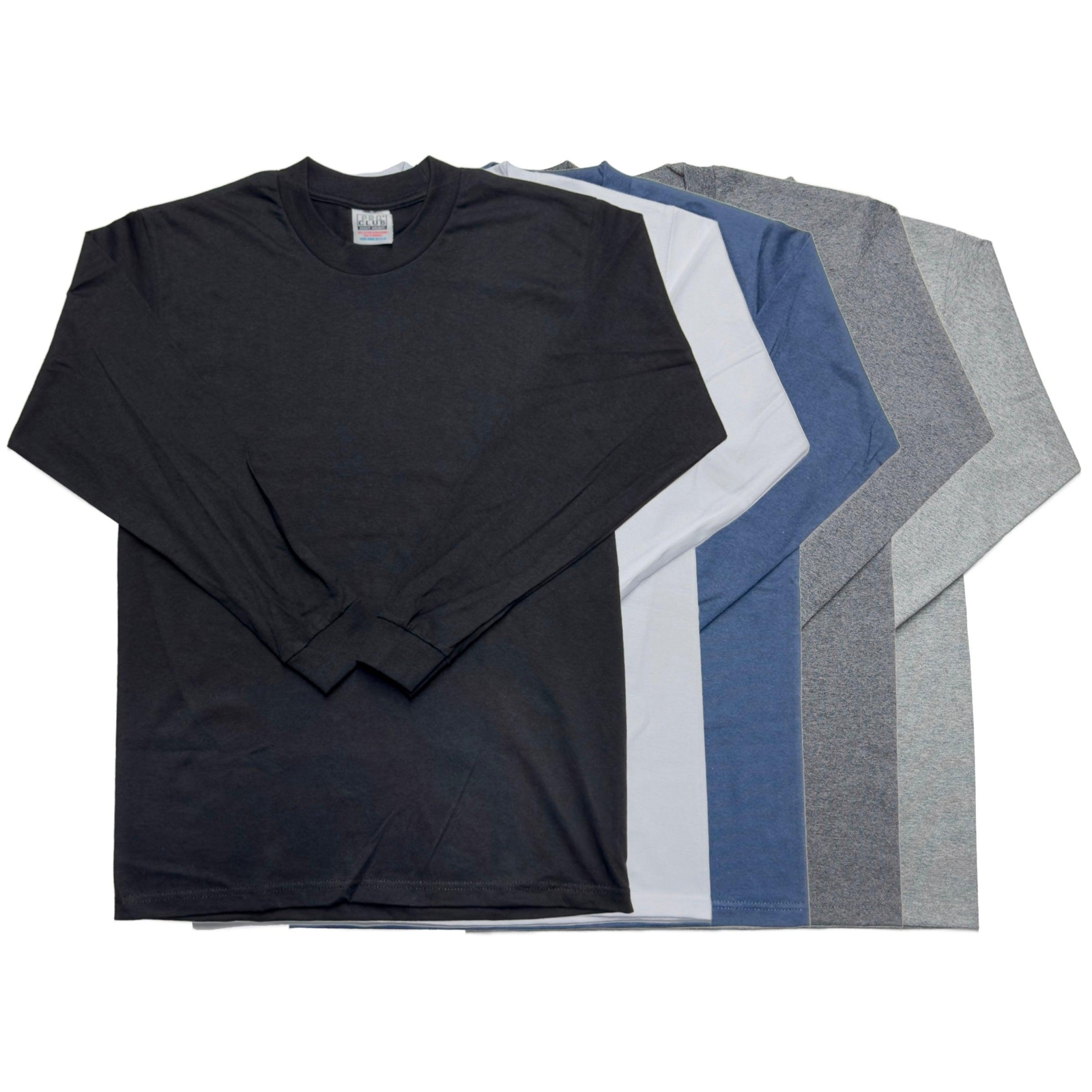 Pro Club Men’s Heavyweight Cotton Long Sleeve Crew Neck T-Shirt