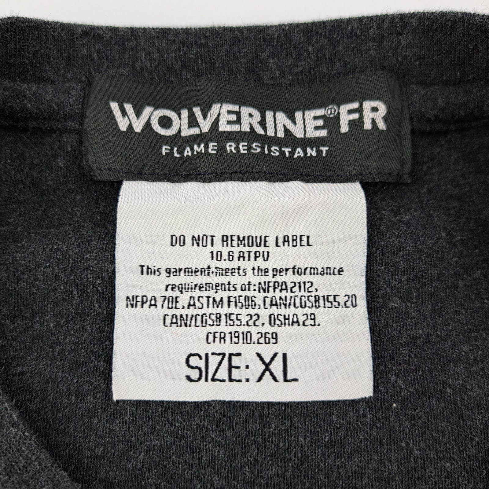 Wolverine FR Flame Resistant T-Shirt Mens XL Gray Long Sleeve Pocket NFPA 2112