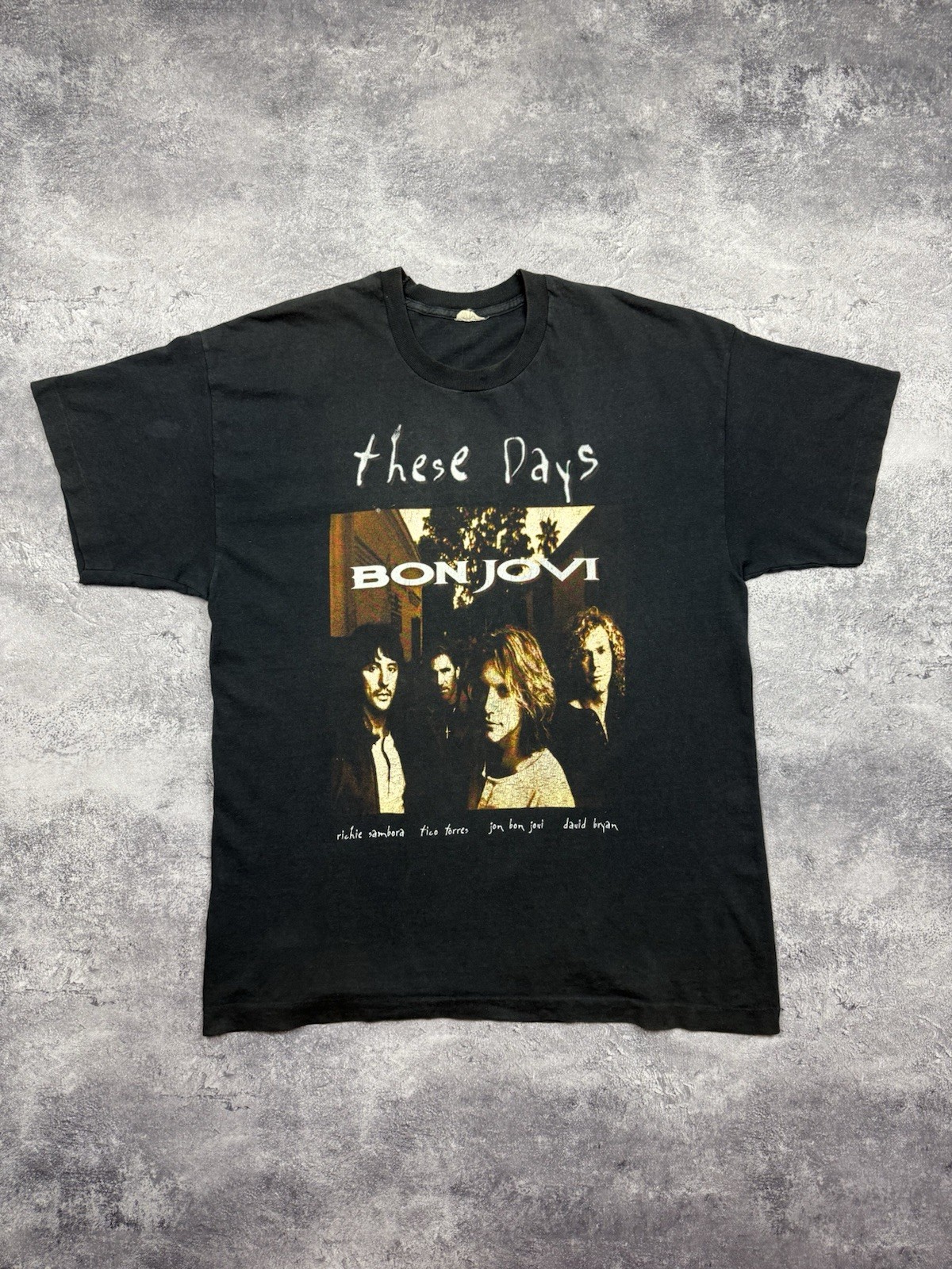 Vintage 1996 Bon Jovi These Days Rare Tour T-Shirt Single Stitch Black Size XL