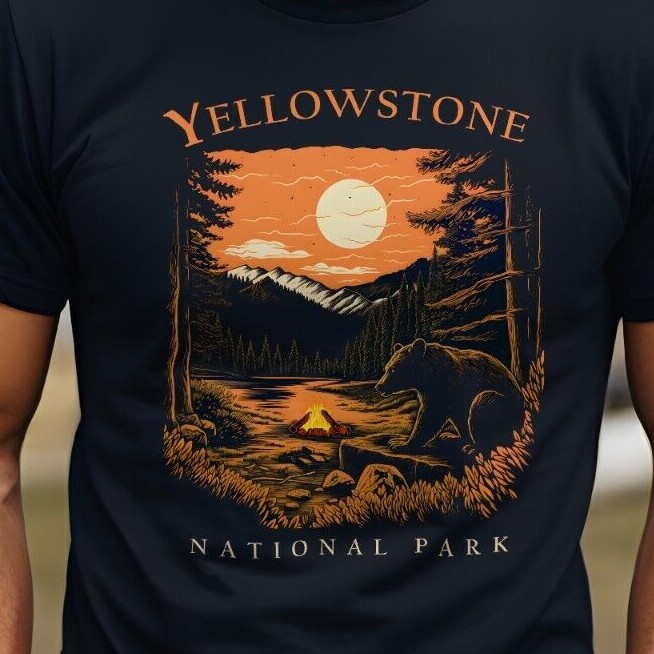 Yellowstone National Park Campsite Hiker, Camper and Nature Lover Unisex T-Shirt