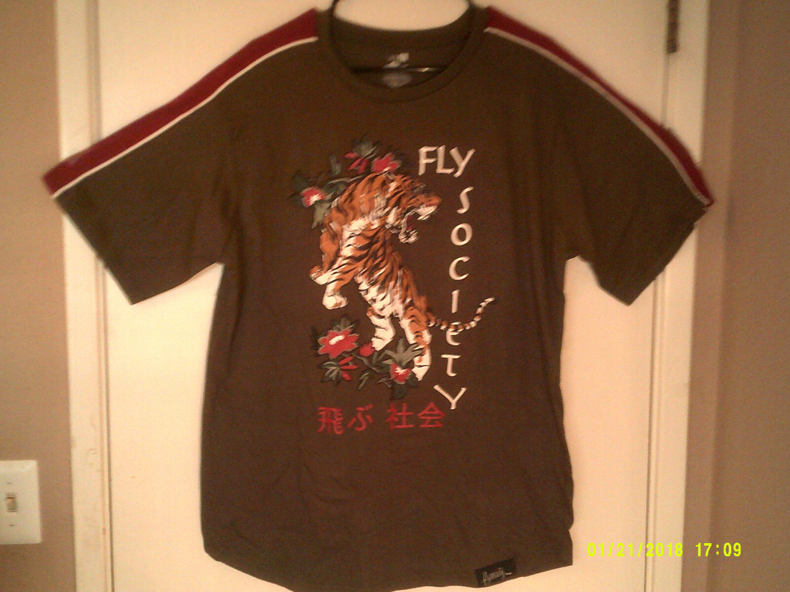 LY SOCIETY “Angry Tiger Tee” MEN’S OLIVE MULTI-COLOR T-SHIRT XL