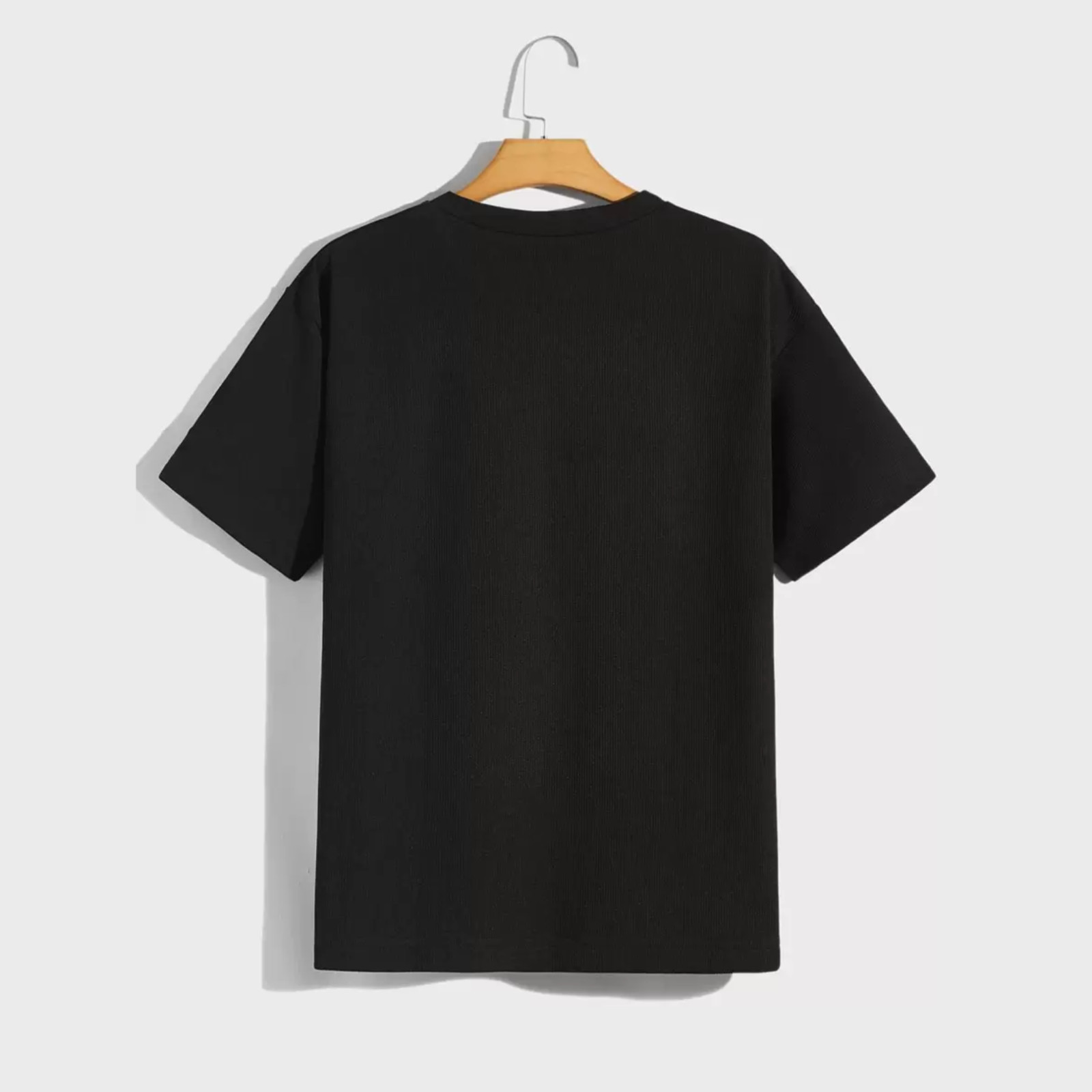Men Drop Shoulder T-Shirt Versatile Casual Round Neck Half Sleeve Solid Colr Tee