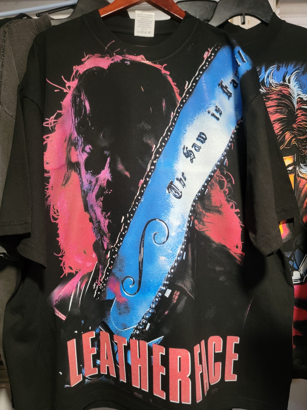 LEATHERFACE , TEXAS CHAINSAW ON A SHAKA HEAVYWEIGHT GARMET DYED T SHIRT “MODERN”