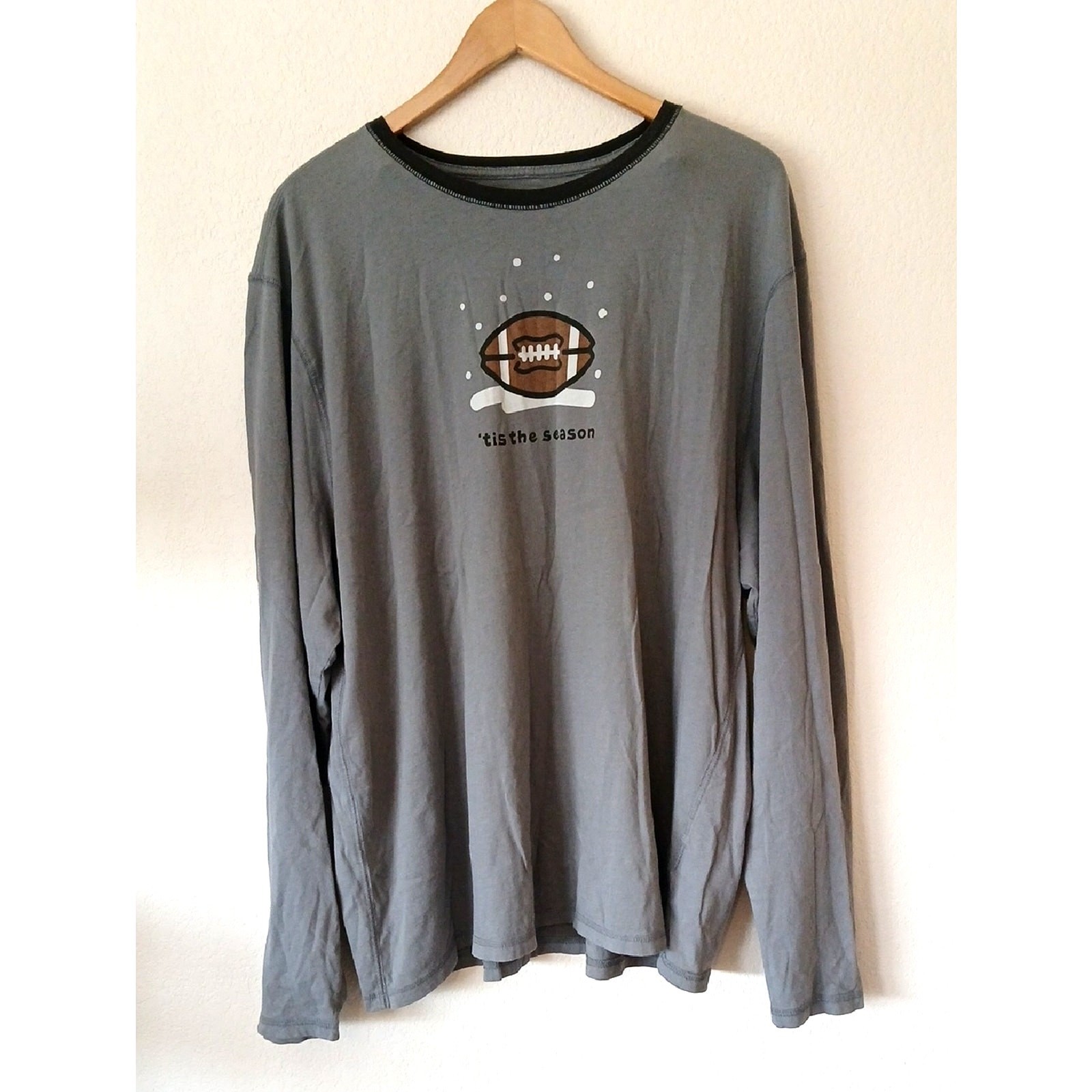 Life Is Good Winter Football Sleep Semi-fitted Long Sleeve Ringer Tee