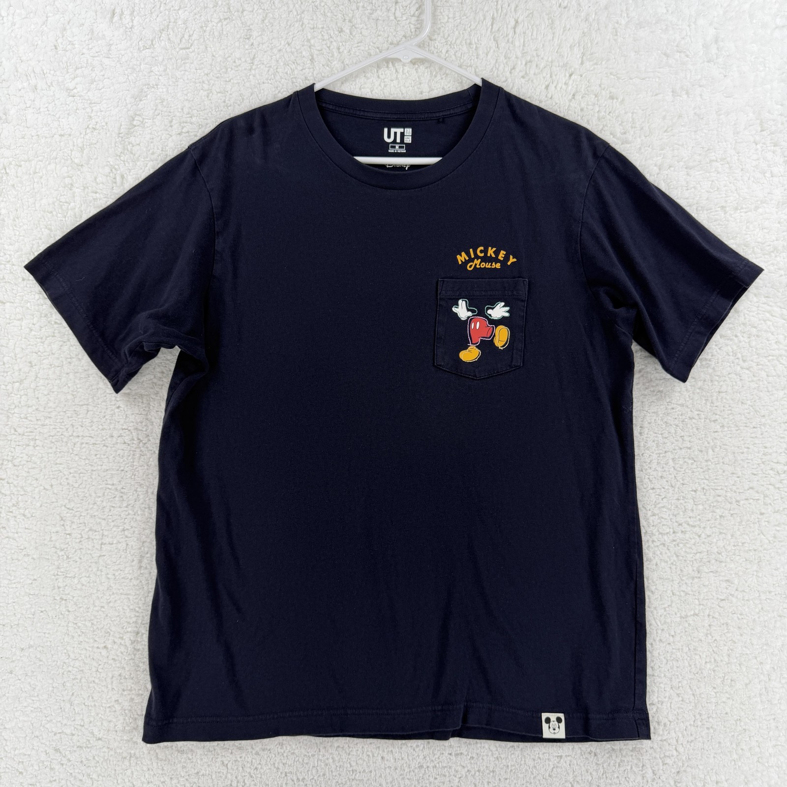 Uniqlo UT Mickey Mouse Shirt Mens Medium Blue Pocket Graphic Feet Tee T-Shirt