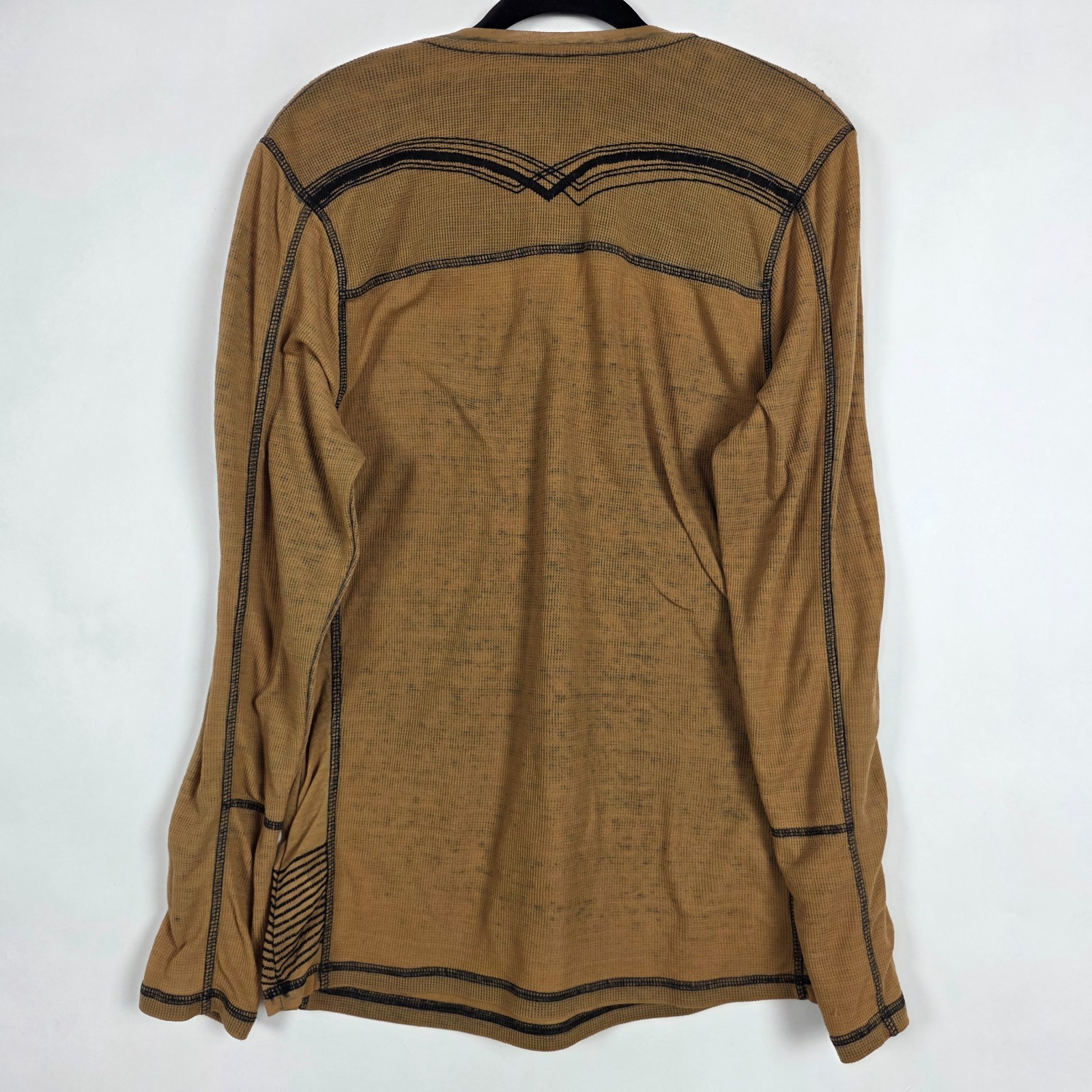 Buckle Black Henley Cotton Blend Mens Medium Long Sleeve Brown Shirt