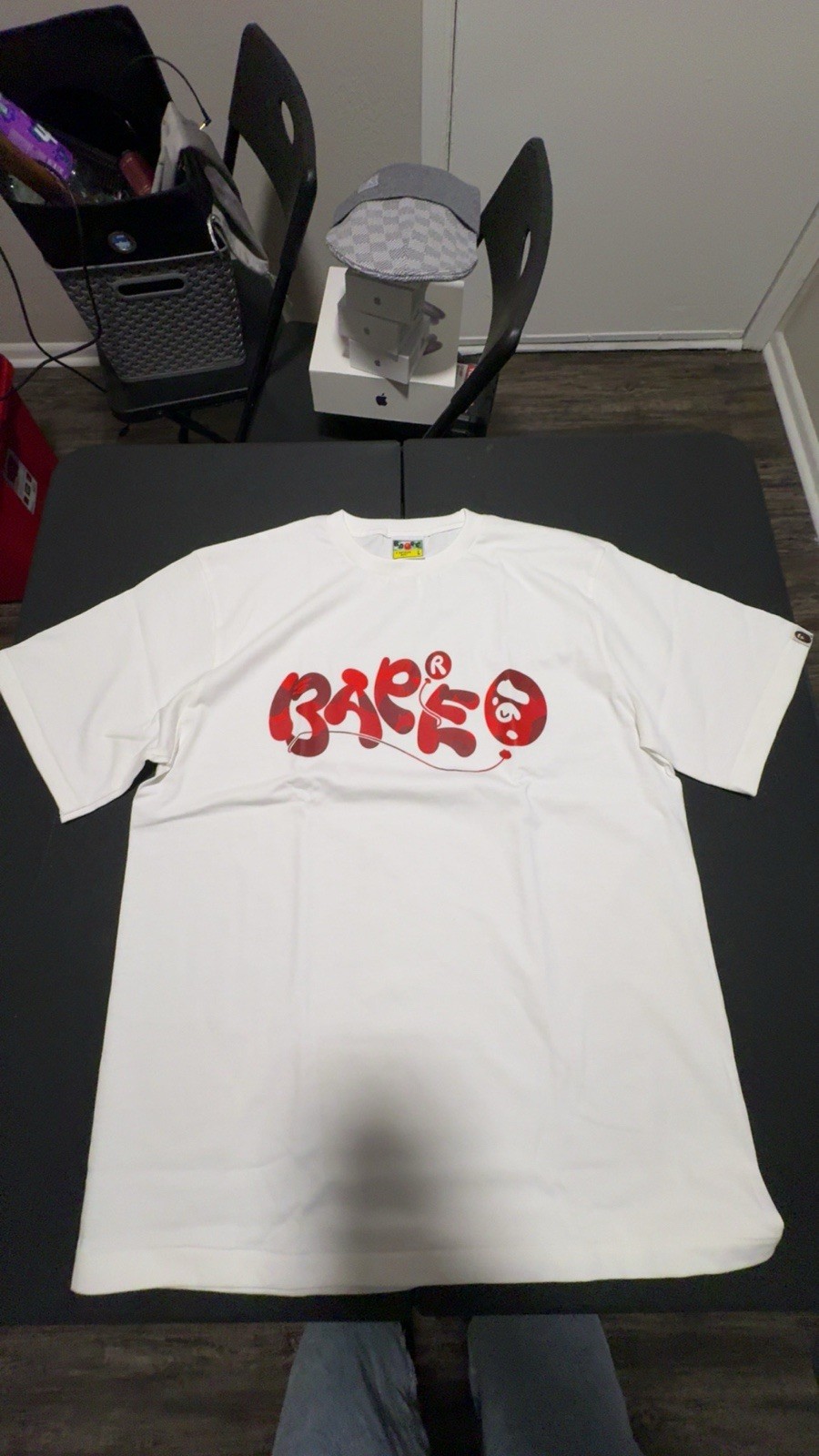 A Bathing Ape BAPE Baby Milo Graphic Logo T-Shirt White/Red Men’s L
