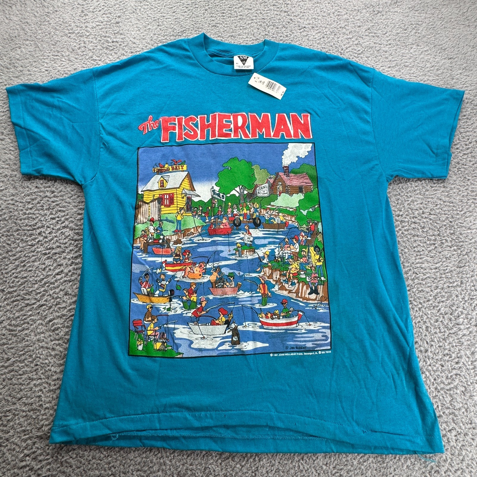 Vintage Rare SS John Holladay “Fisherman” Graphic Tshirt XL NWT 1991