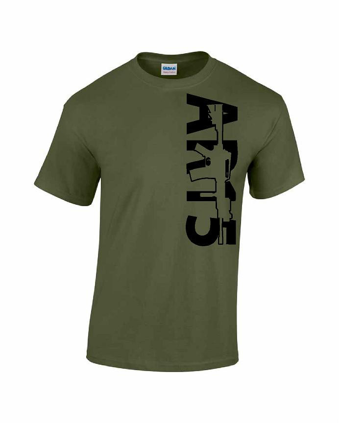 AR-15 T-Shirt S,M,L,XL,2XL,3XL,4XL,5XL military Tan Color With Black, white