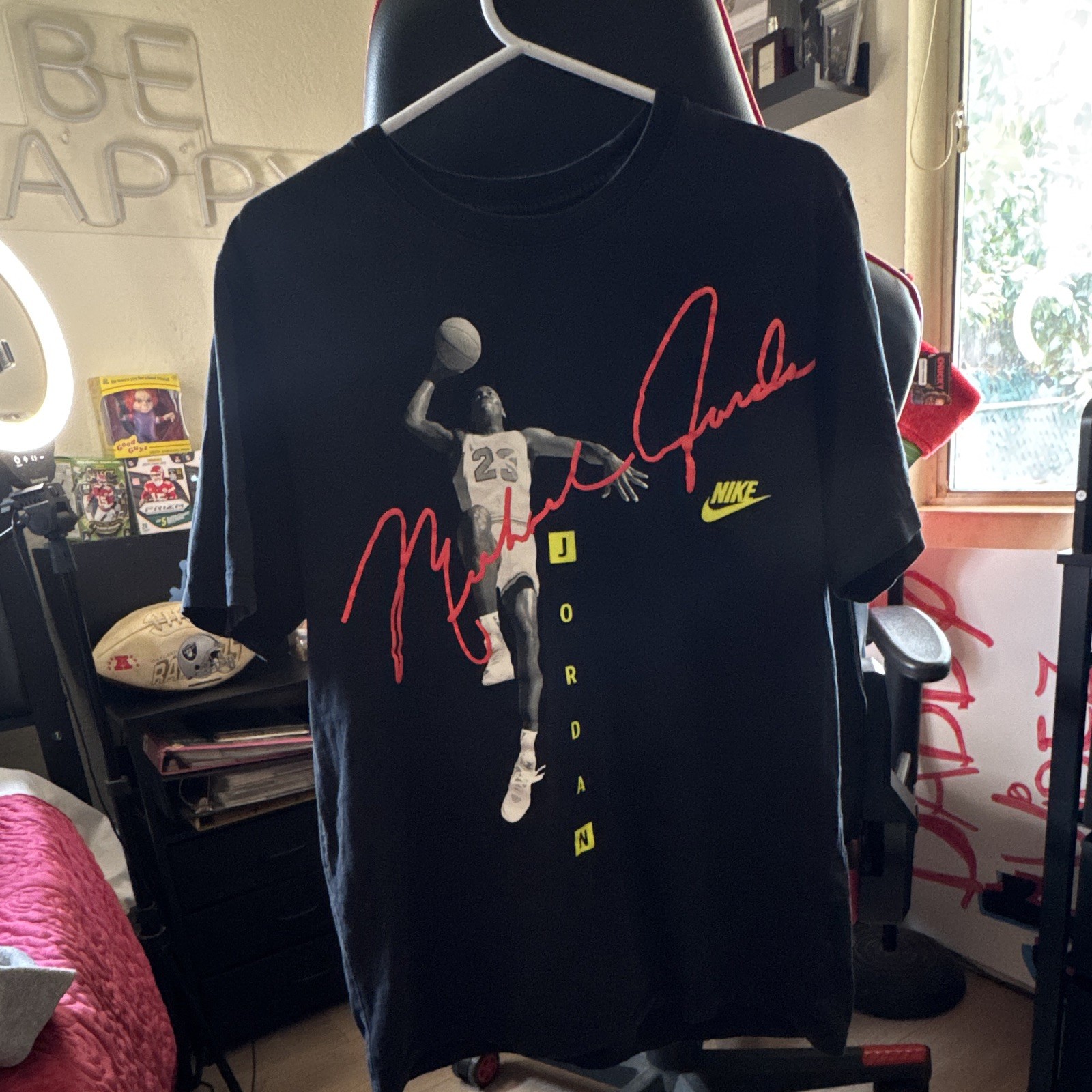 Jordan Michael Jordan Black Graphic Print Crew Neck Tee Shirt Men’s L