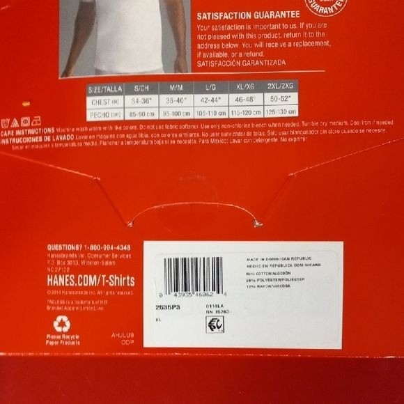 Hanes Size XL T-Shirts 3-Pack Comfort Blend Tagless Lay Flat Collar White NEW