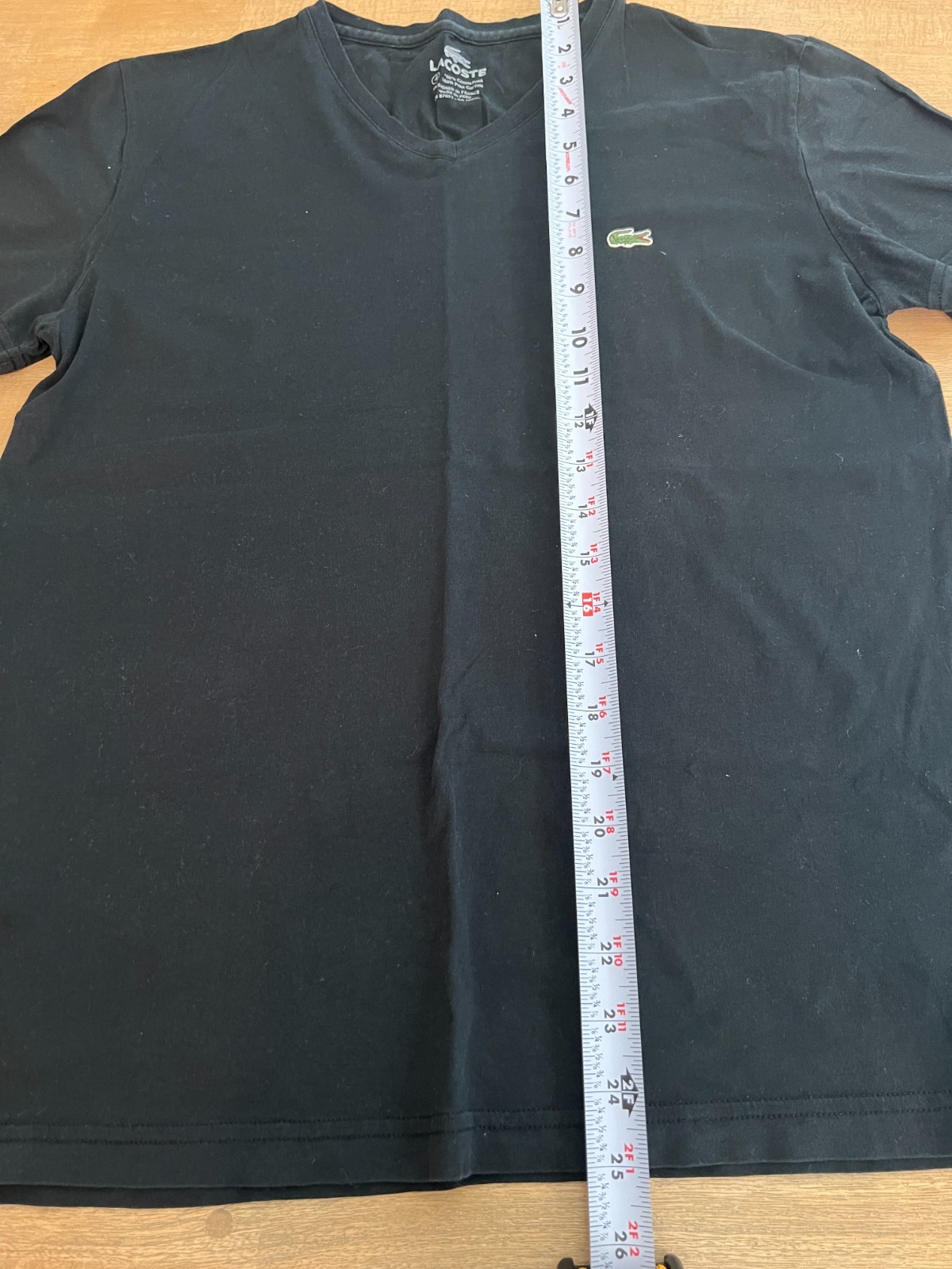 Lacoste V Neck Logo T Shirt Black Mens 100% Pima Cotton – Size: 4