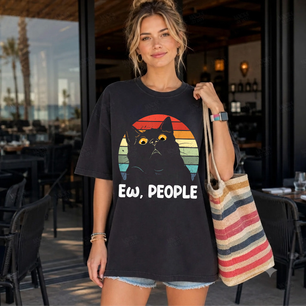 Comfort Colors® Ew People Funny Black Cat Lover T-Shirt