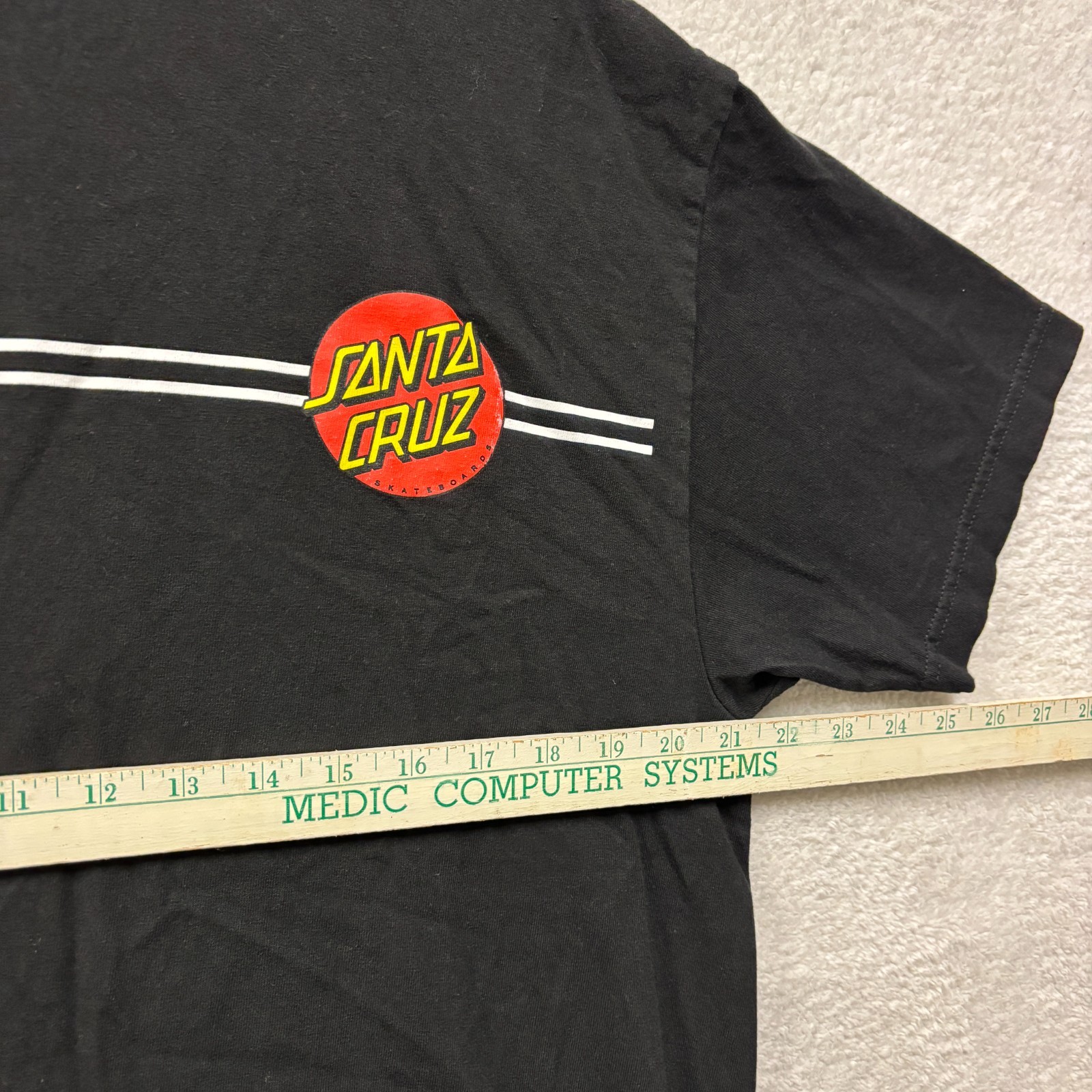Santa Cruz Original Skateboards T Shirt Mens XL Black Classic Dot Stripe Skater