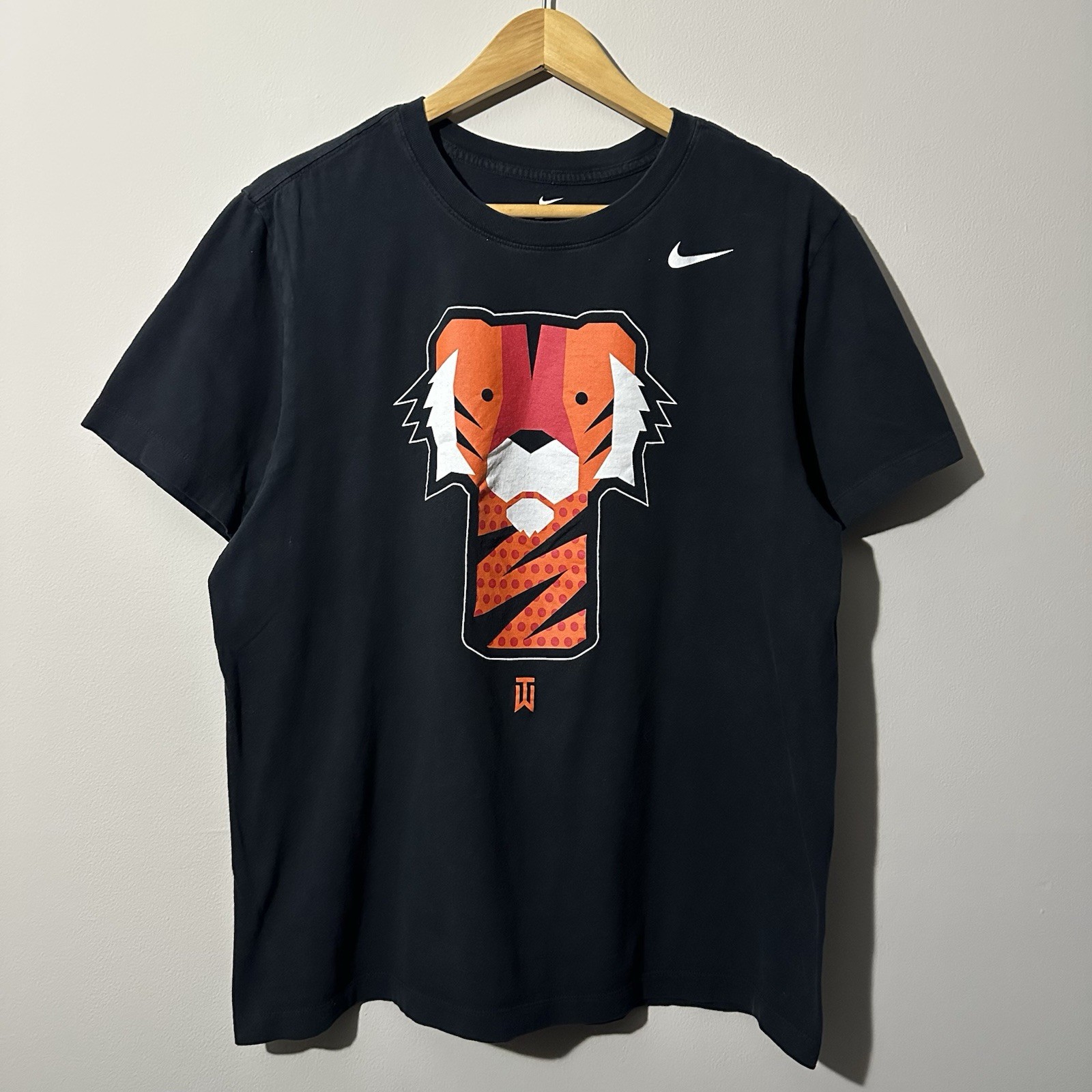 Nike Tiger Woods Tiger Logo Golf T Shirt Mens Size Large Black