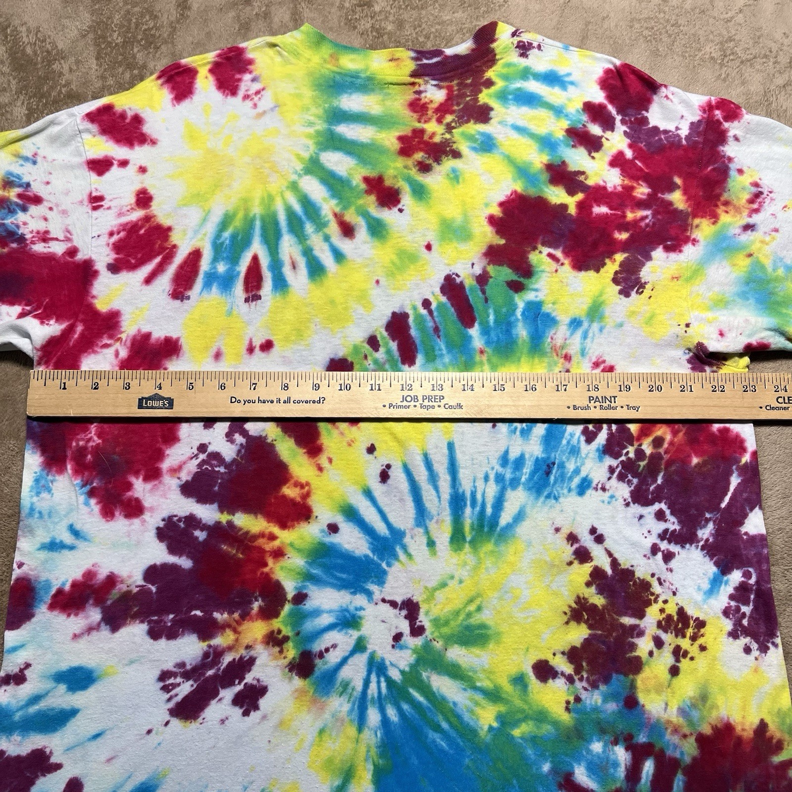 Vintage Hanes Single Stitch Tie Dye T Shirt Size XL Rainbow Swirl Blank 90s