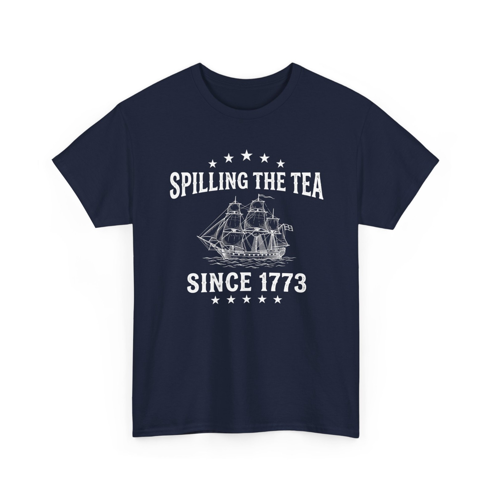 Spilling The Tea Since 1773 Retro Fun Patriotic 4th Ladies’ Round Neck Tshirt