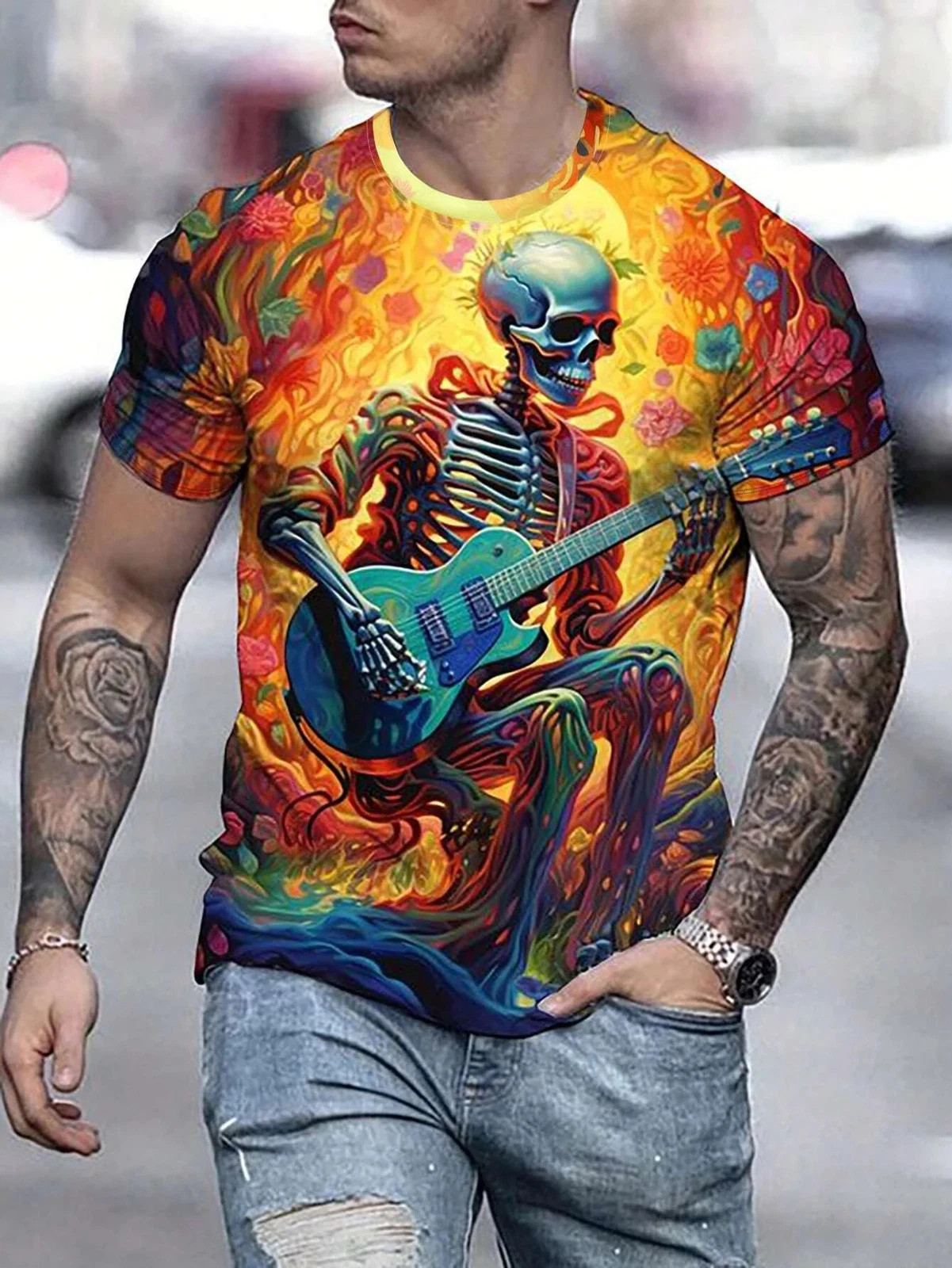 Summer Men’s Skull Graphics 3D Printed Tshirt Short Sleeved T-Shirt For Men