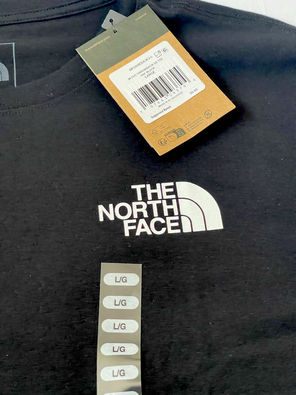 The North Face Evo Throwback SS Tee Black Logo T-Shirt Men’s Large NWT