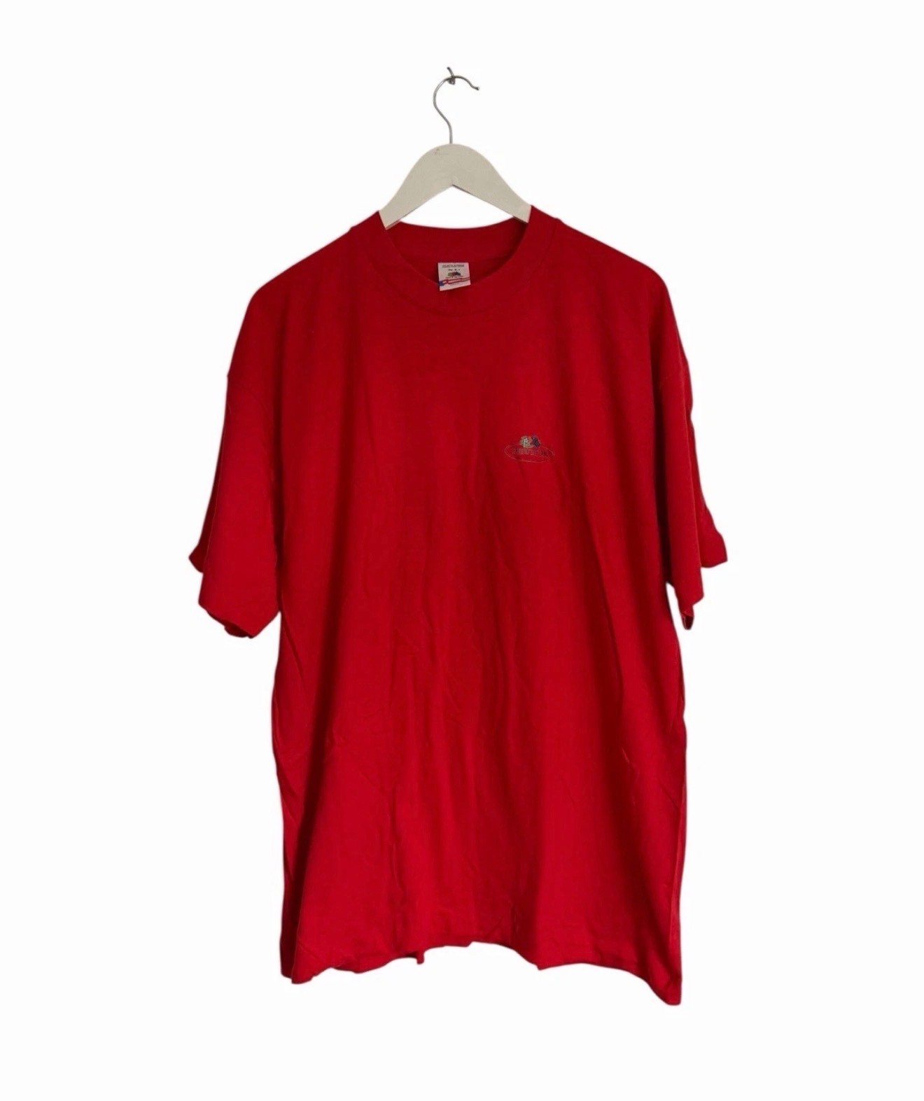 Vintage Fruit Of The Loom Single Stitch T Shirt Logo Front New Size M Red USA
