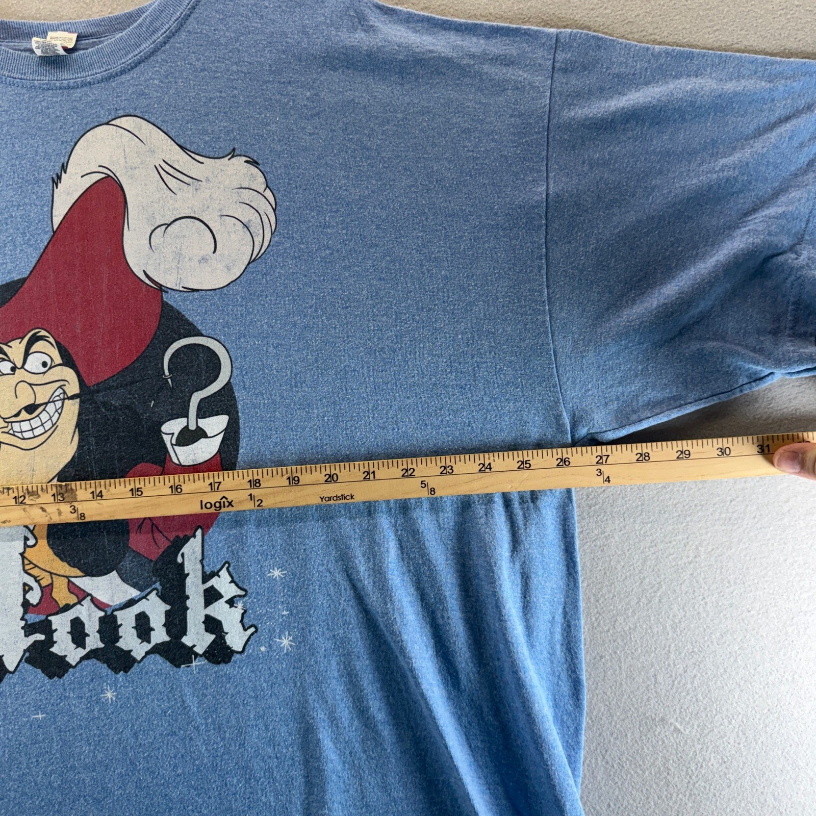 Disney Captain Hook Peter Pan T-Shirt Mens XXL Blue Heather M&O Gold Graphic Tee