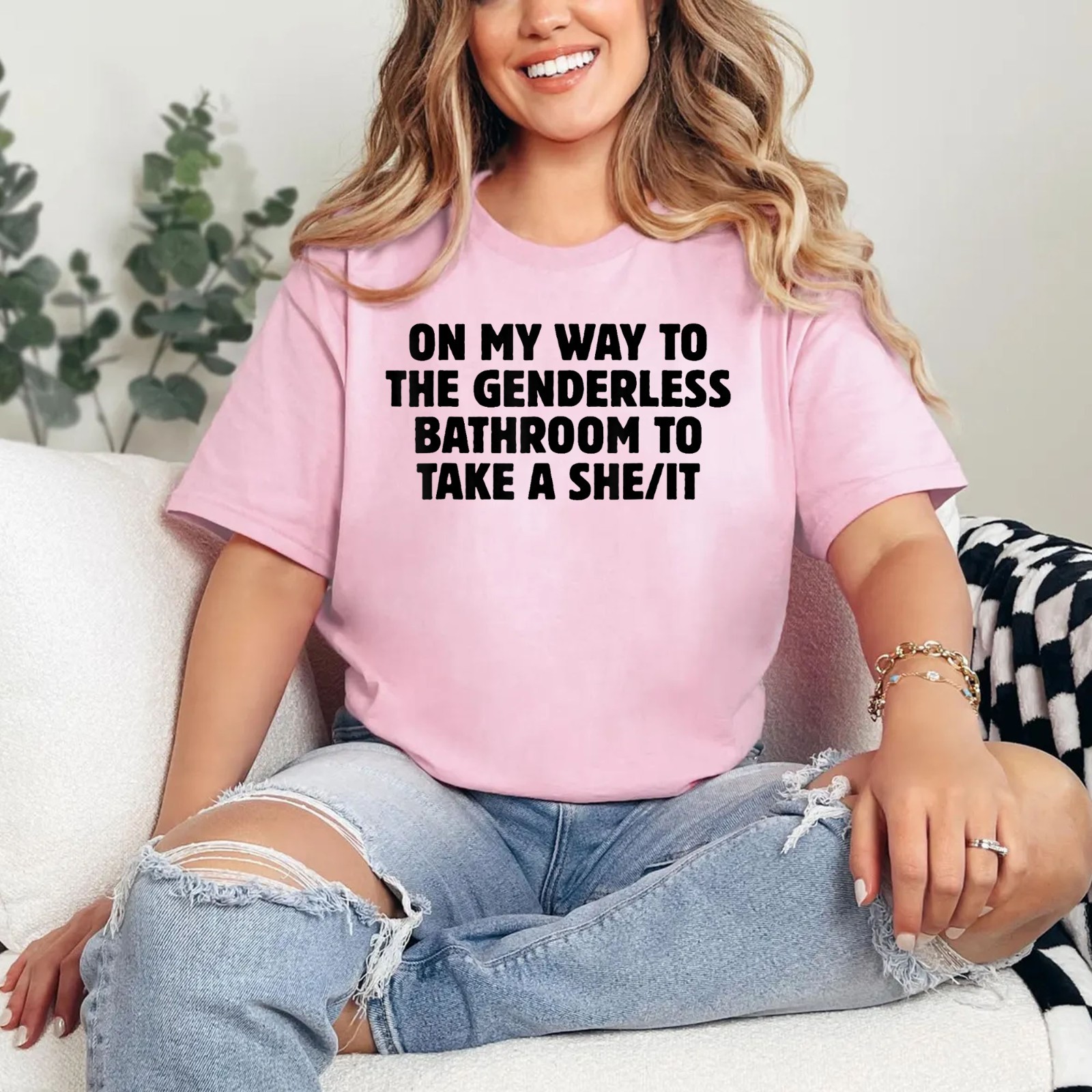 On My Way To The Genderless Bathroom To Tak a She/It T-Shirt