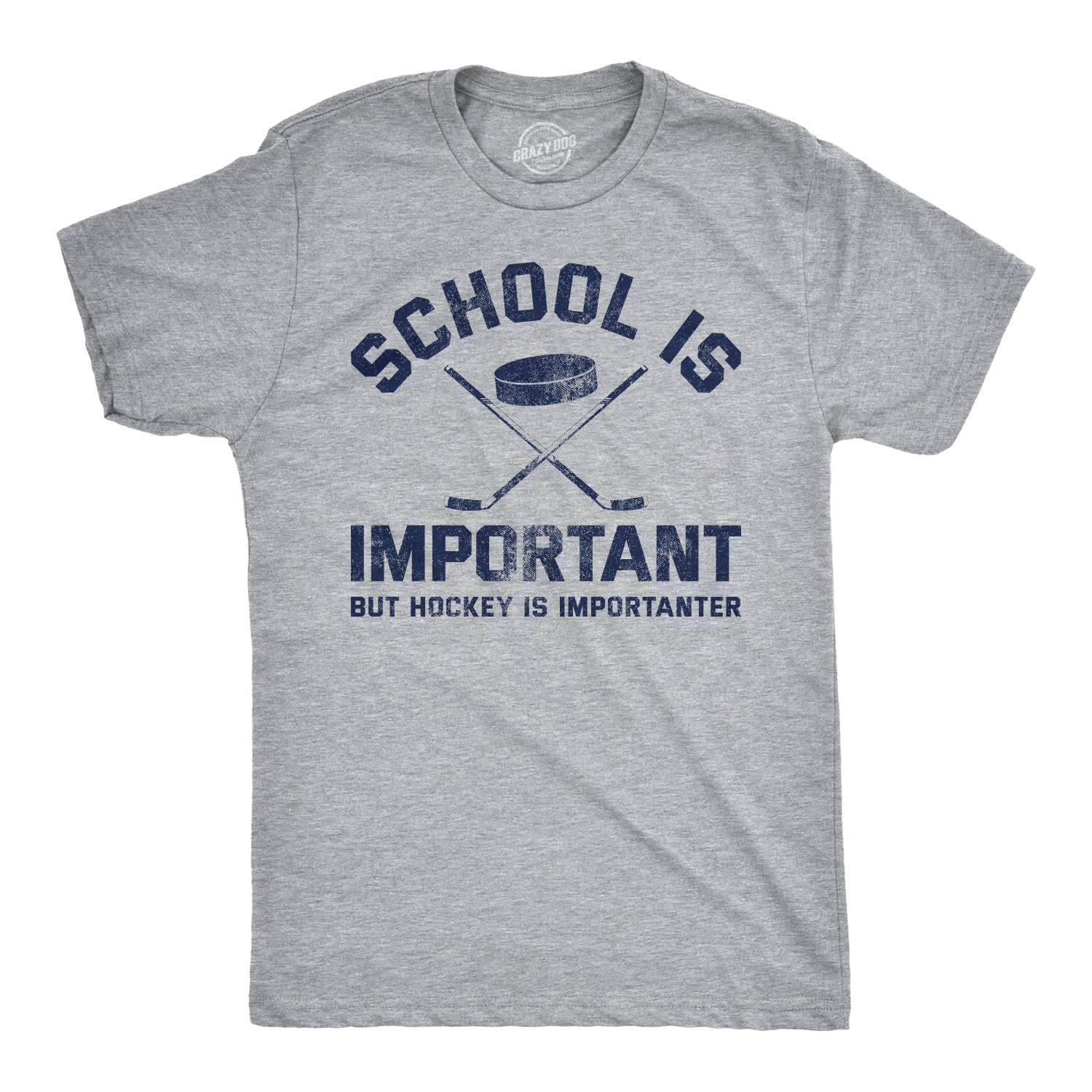Mens School Is Important But Hockey Is Importanter T Shirt Funny Sports Tee