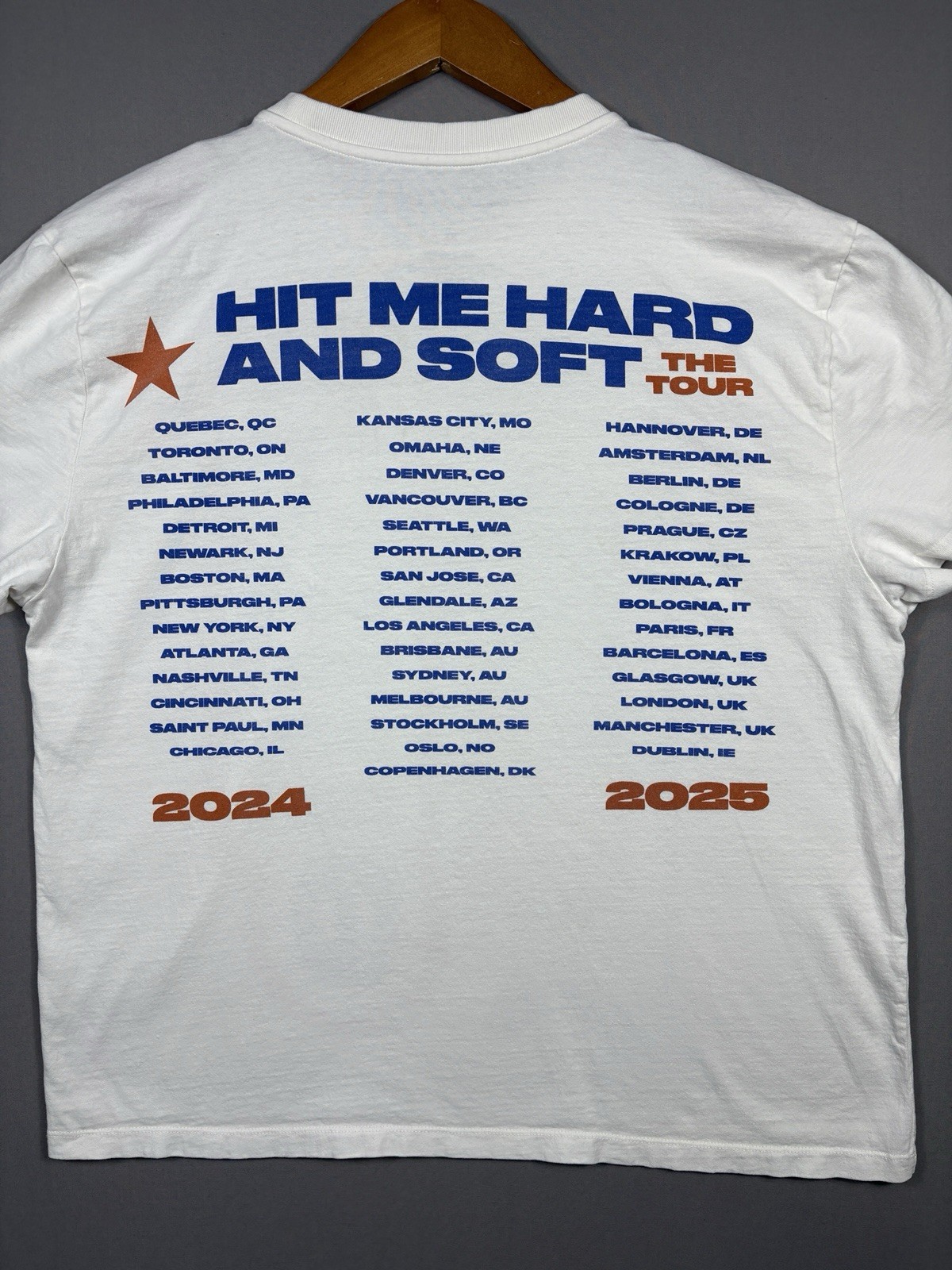 Billie Eilish Hit Me Hard And Soft Tour City Music Tee T Shirt 2024 2025 Sz XL