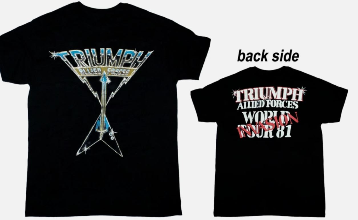 Triumph Allied Forces 1981 Album Tour T Shirt black Unisex S-5Xl 2 sides