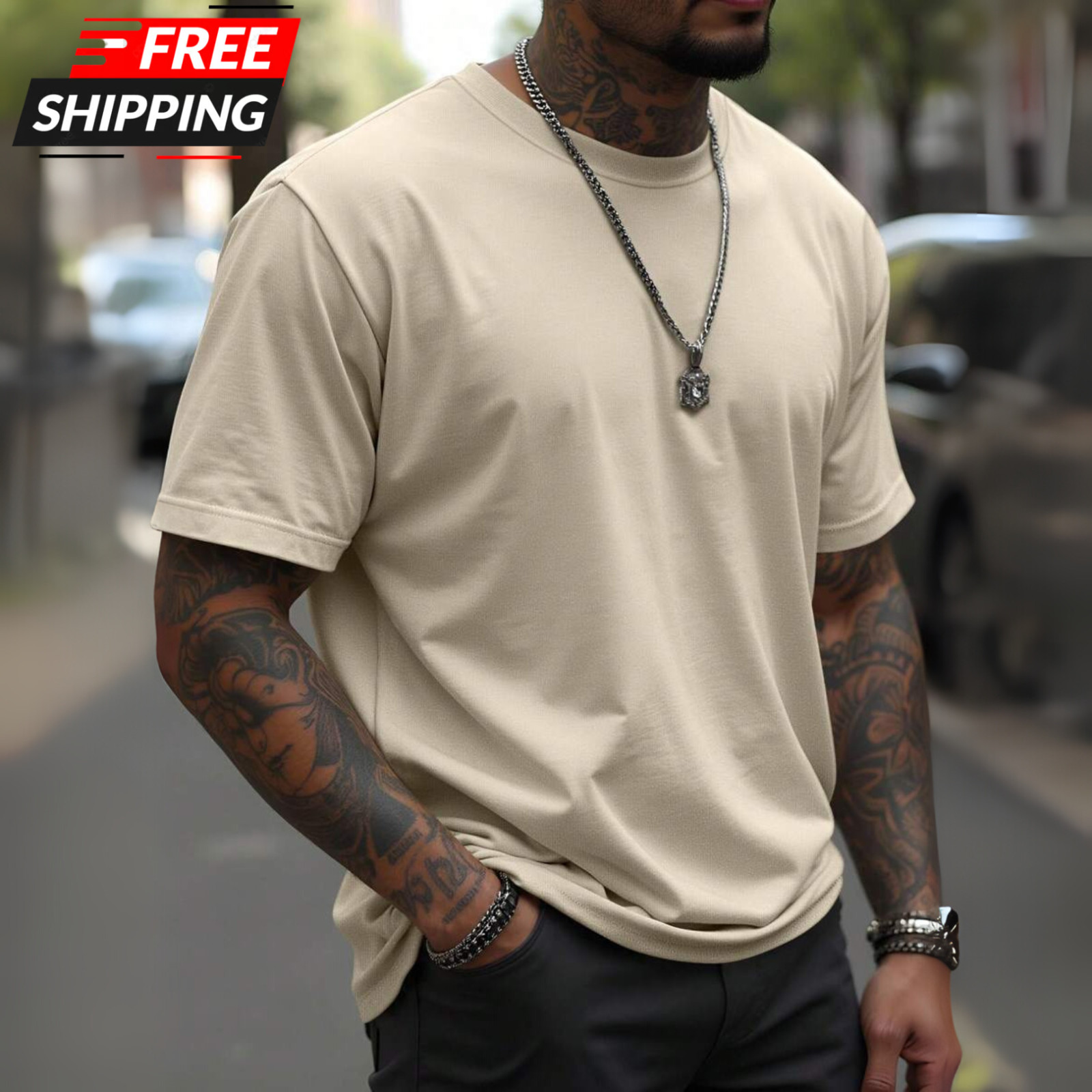 T-Shirt Round Neck Short Sleeve Solid Color Simple & Fashionable Men’s T-Shirt