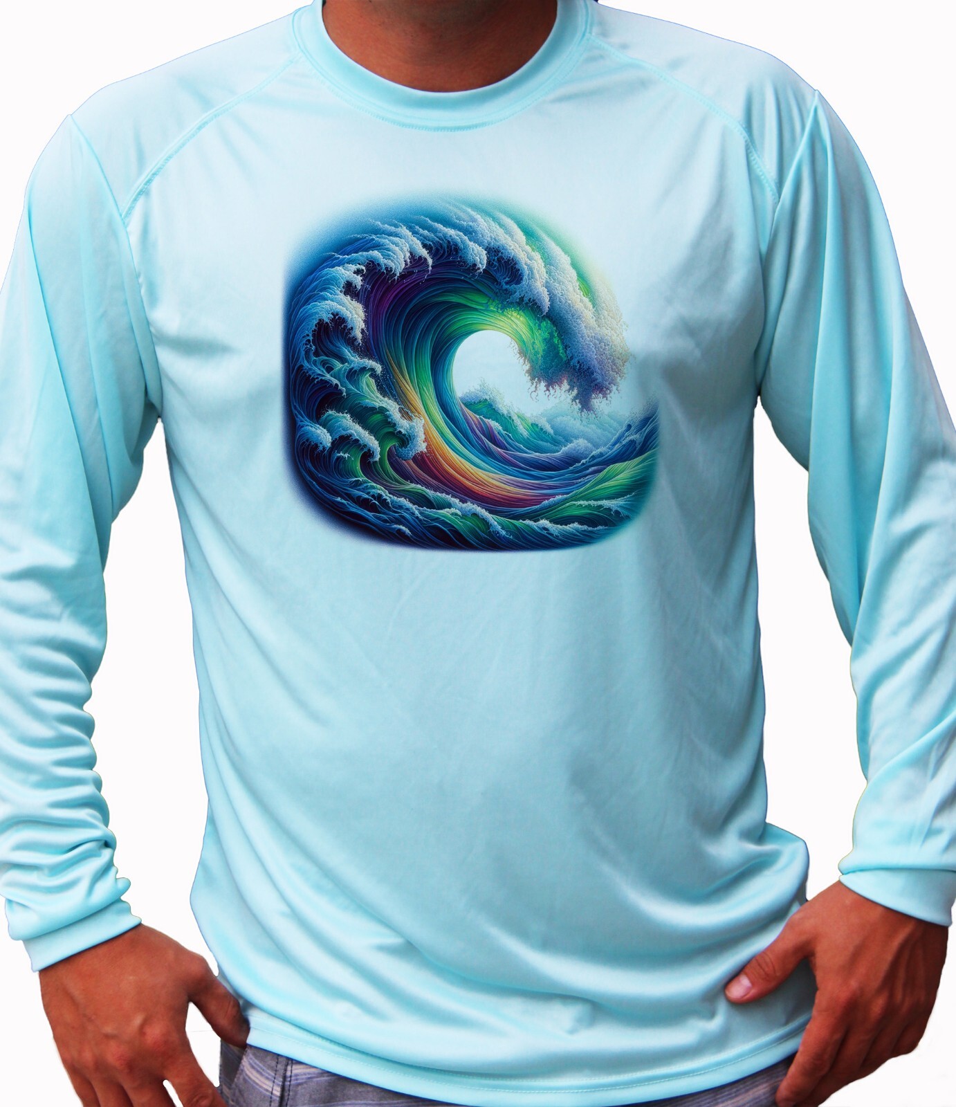 Big Wave Ocean Fun Art Long Sleeve UPF 50 T-Shirt Beach Sport UV Protection Gift