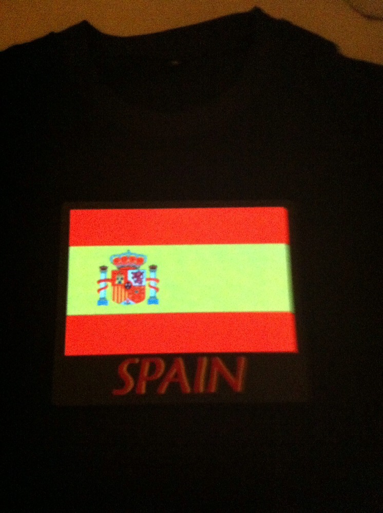 Spain LED Flag EQ Sound Activated Flashing LED Design T-Shirt All size in stock