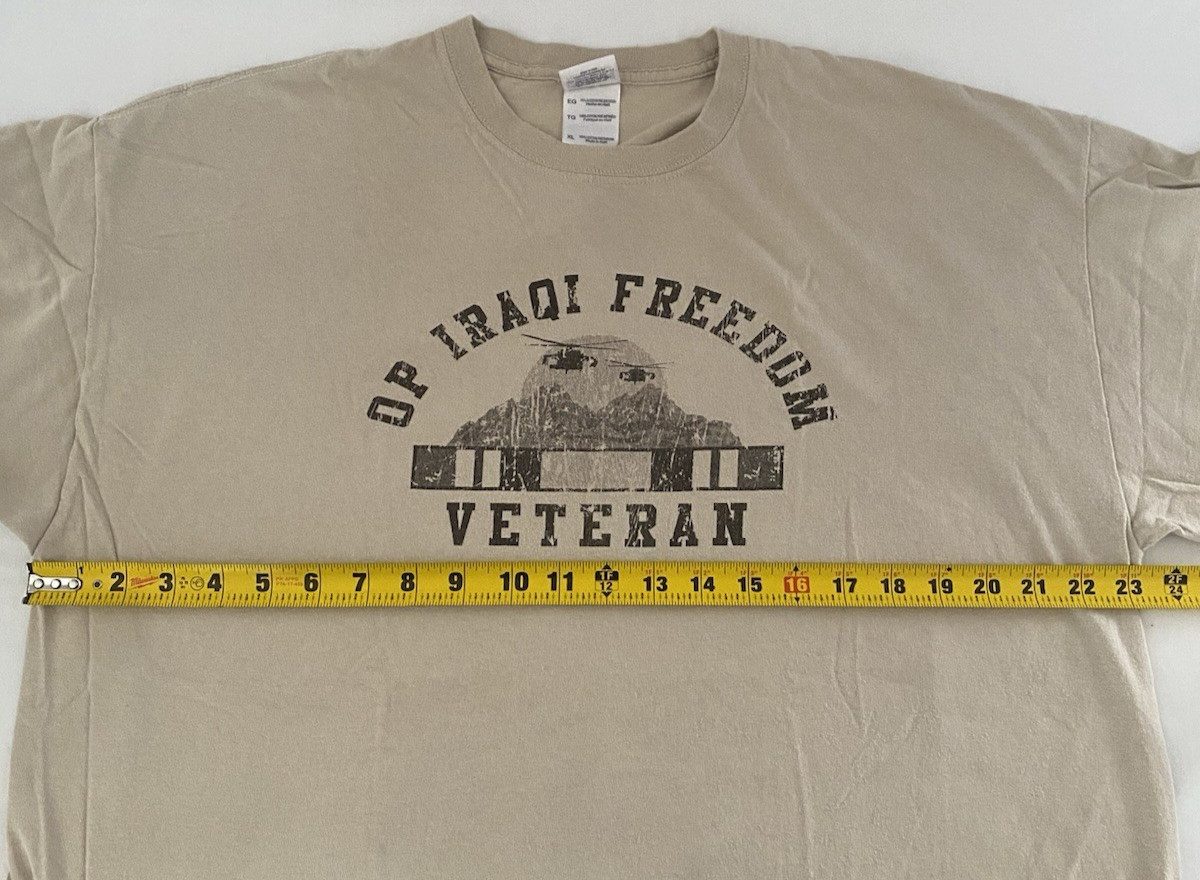 Operation Iraqi Freedom Veteran t-shirt XL Tan Short Sleeve Cotton