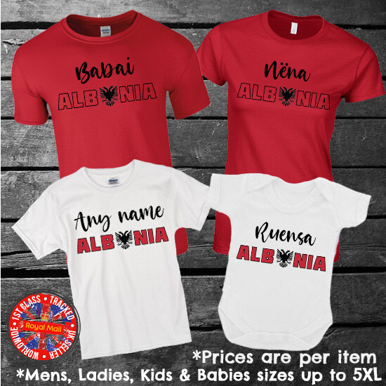 Albania Shqipëria Personalised Mum Dad Matching Family T-shirt Set Gift