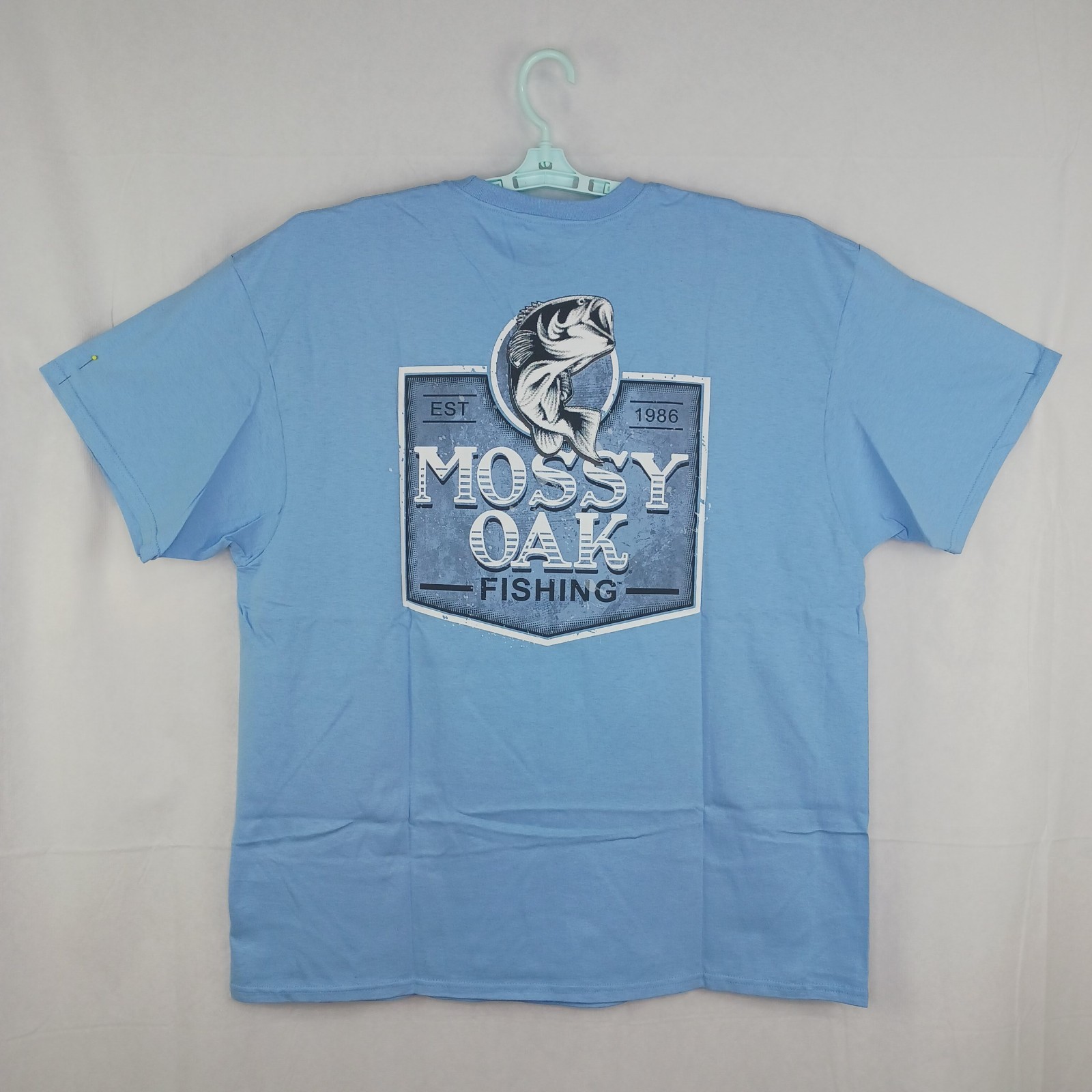 Mossy Oak Men’s Fishing T-Shirt Outdoors Sportsman Lightblue 2XL 50-52 summer