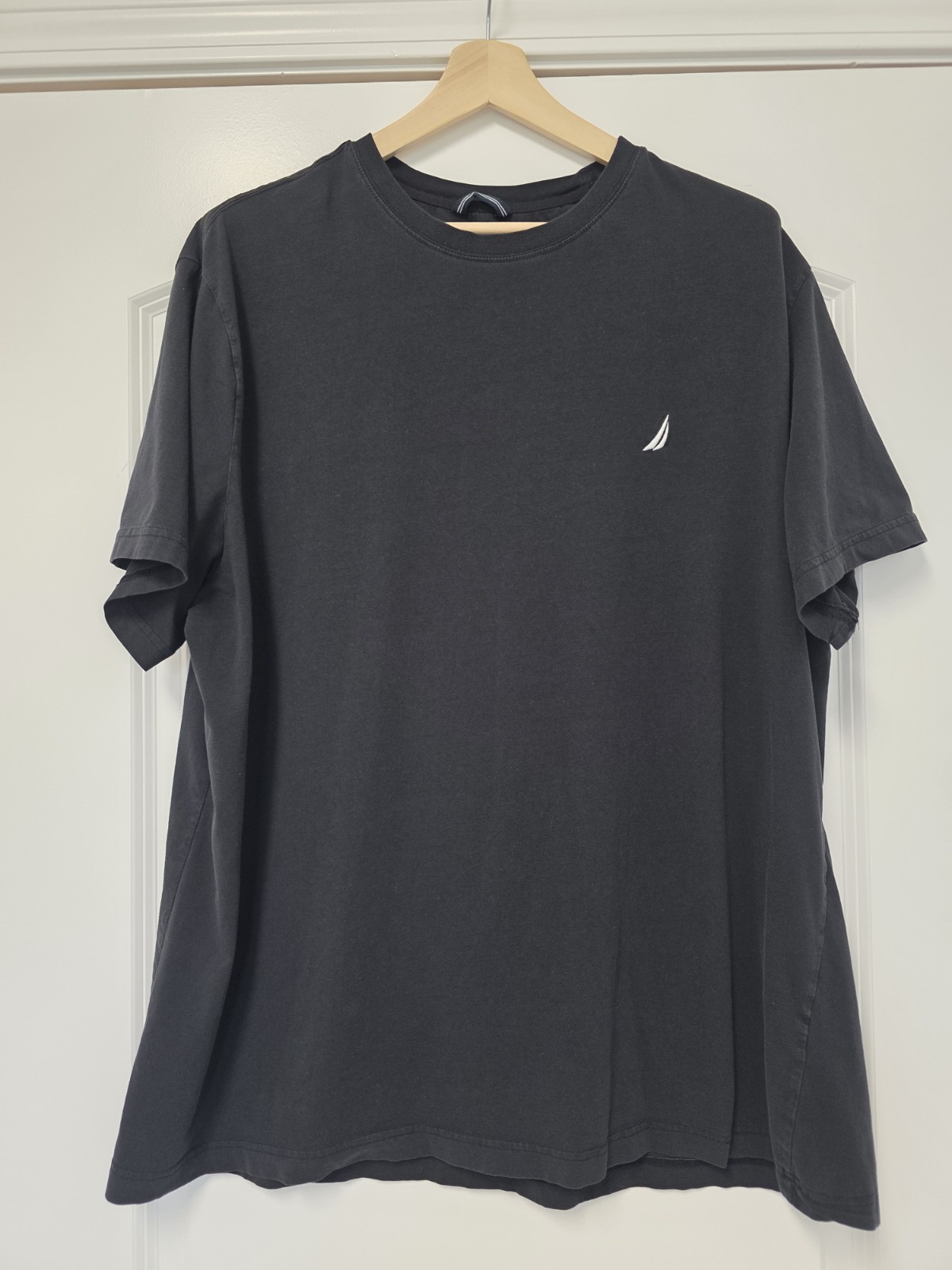 Nautica Mens Knit Tee Crew Neck T Shirt Size 2XL Black Solid Uniform Preppy Work