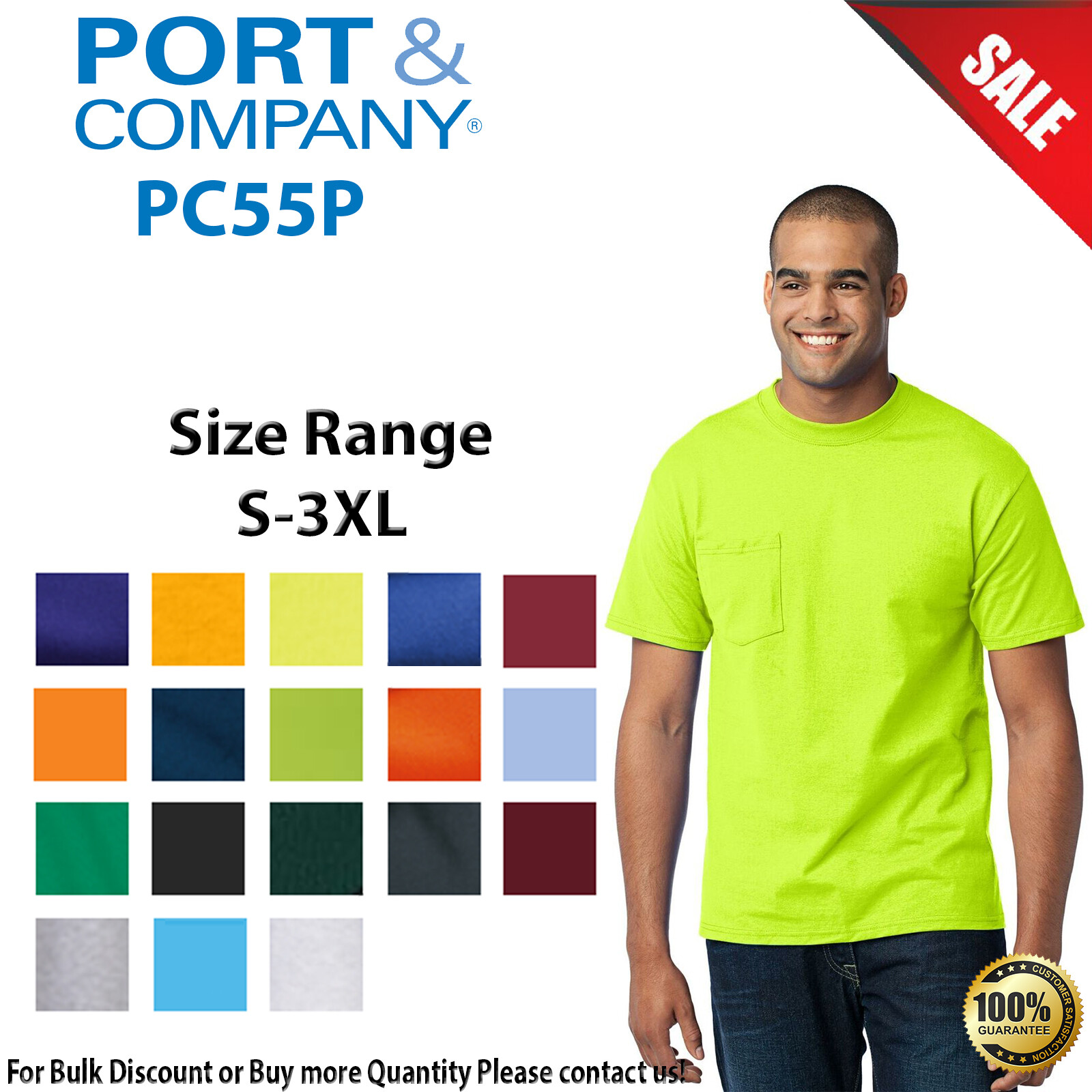 Port & Company Mens Short Sleeve Core Blend Pocket Crew Neck Tee PC55P