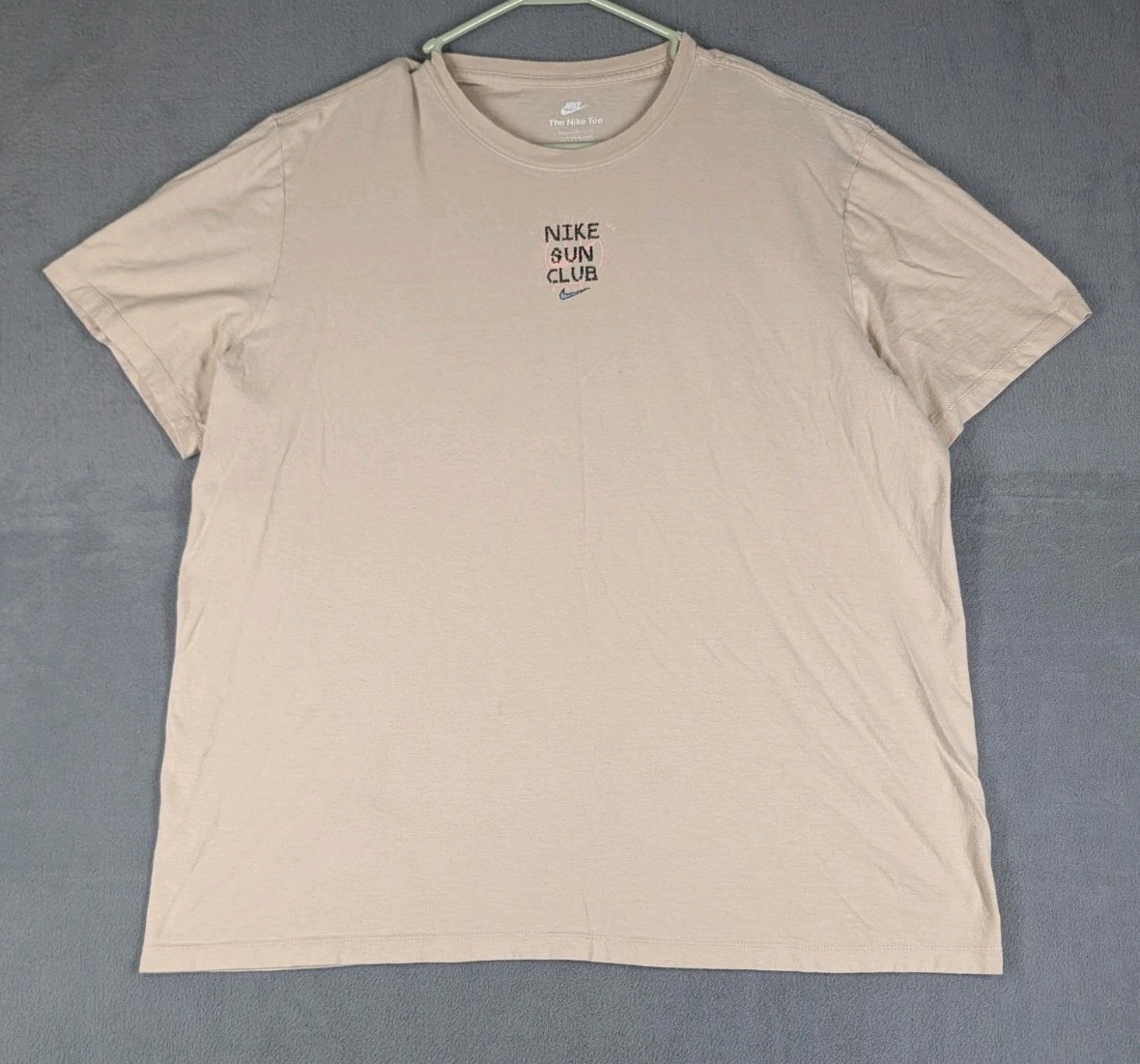 Nike Mens XL Beige Sun Club Graphic T Shirt Beach Tropical Casual Cotton Tee Ray